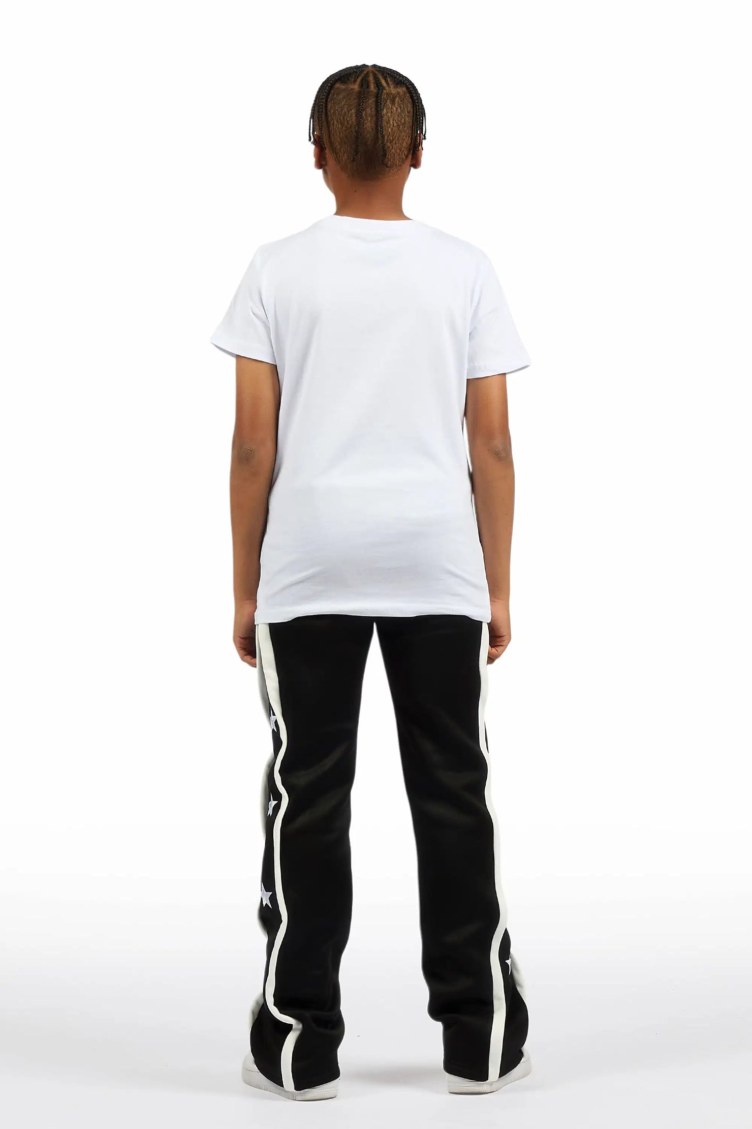Boys Arkady Black Stacked Flare Track Pant