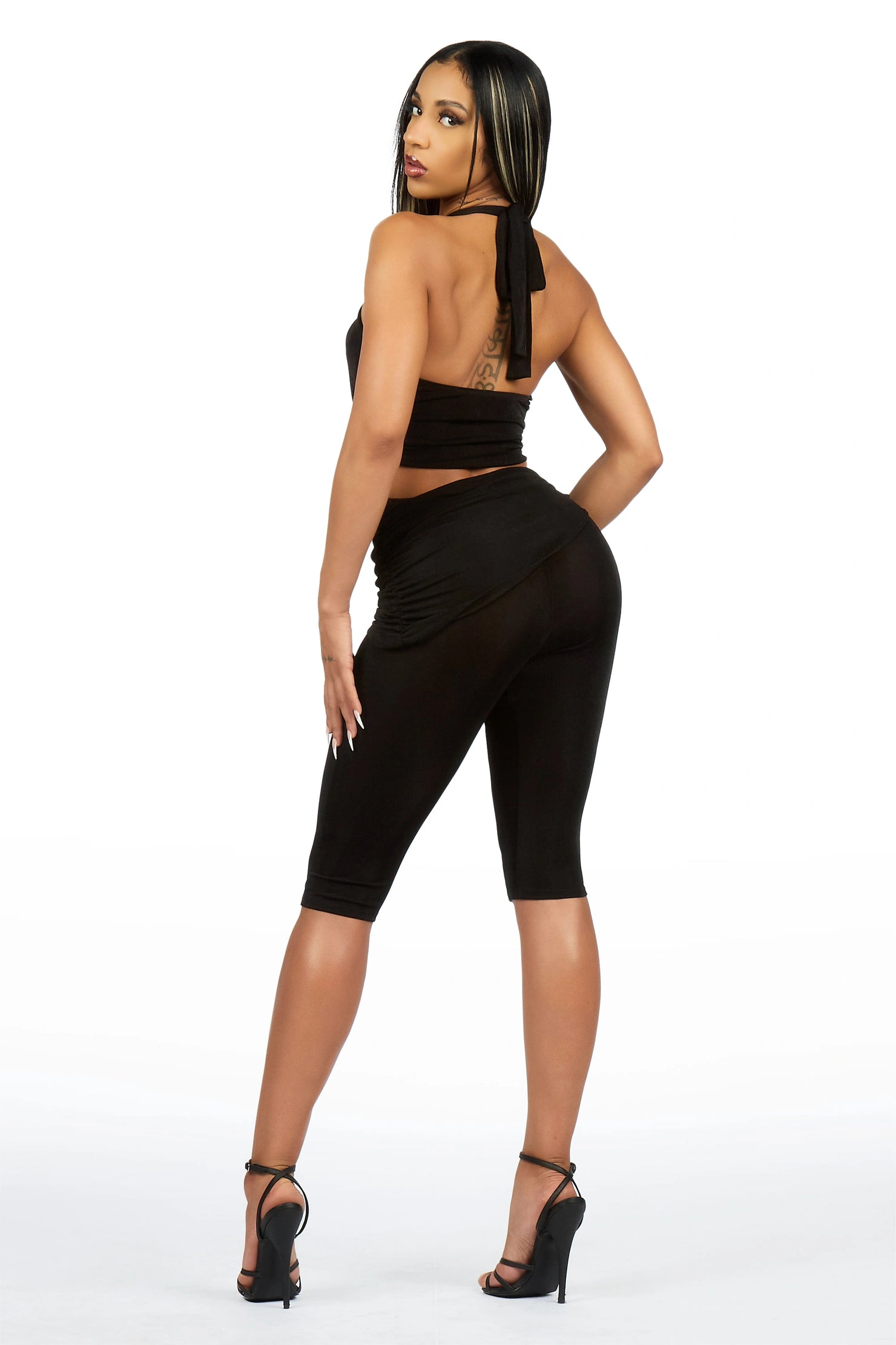 Halter-it Black Capri Set