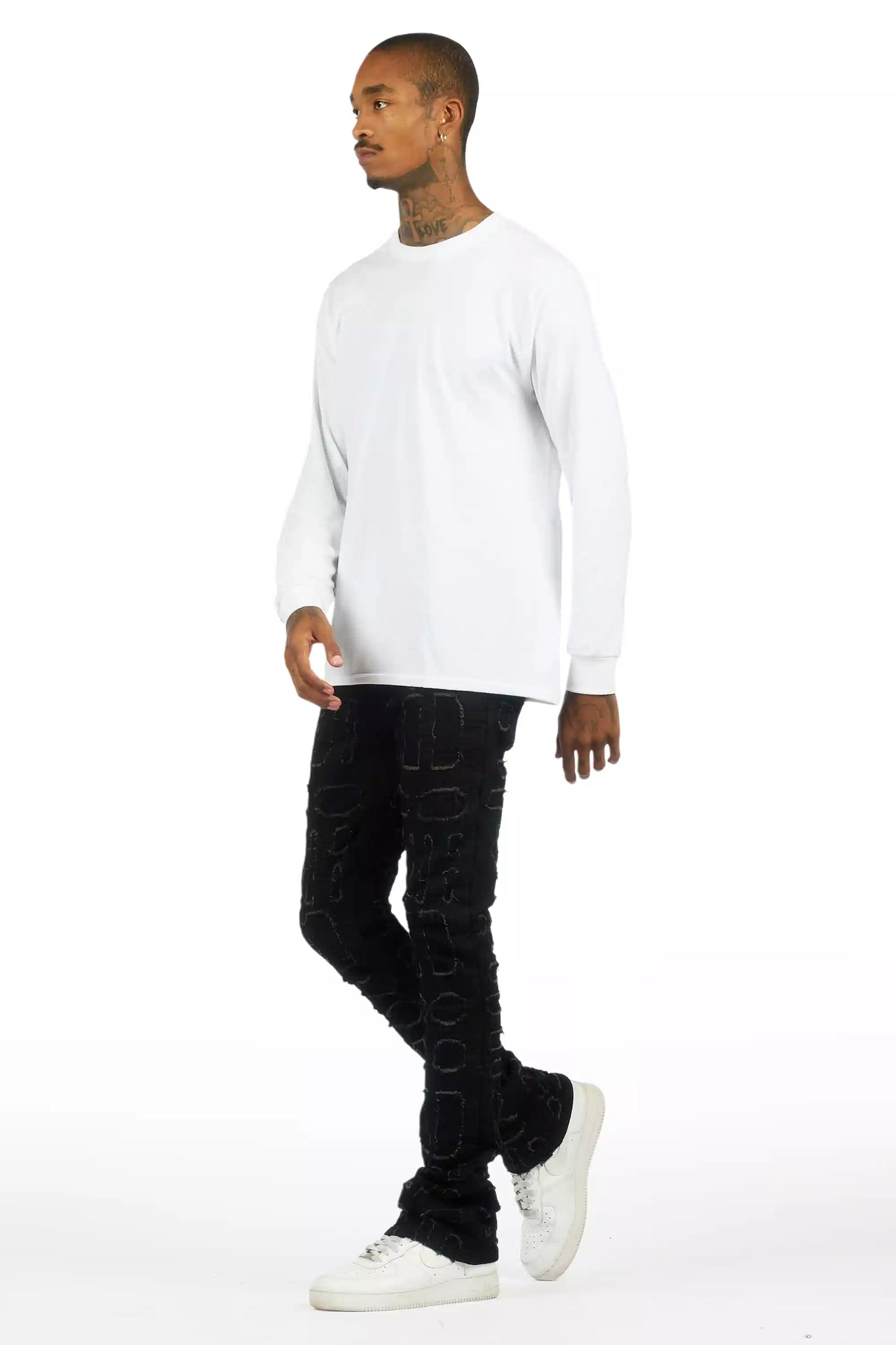 Gribo Black Stacked Flare Jean