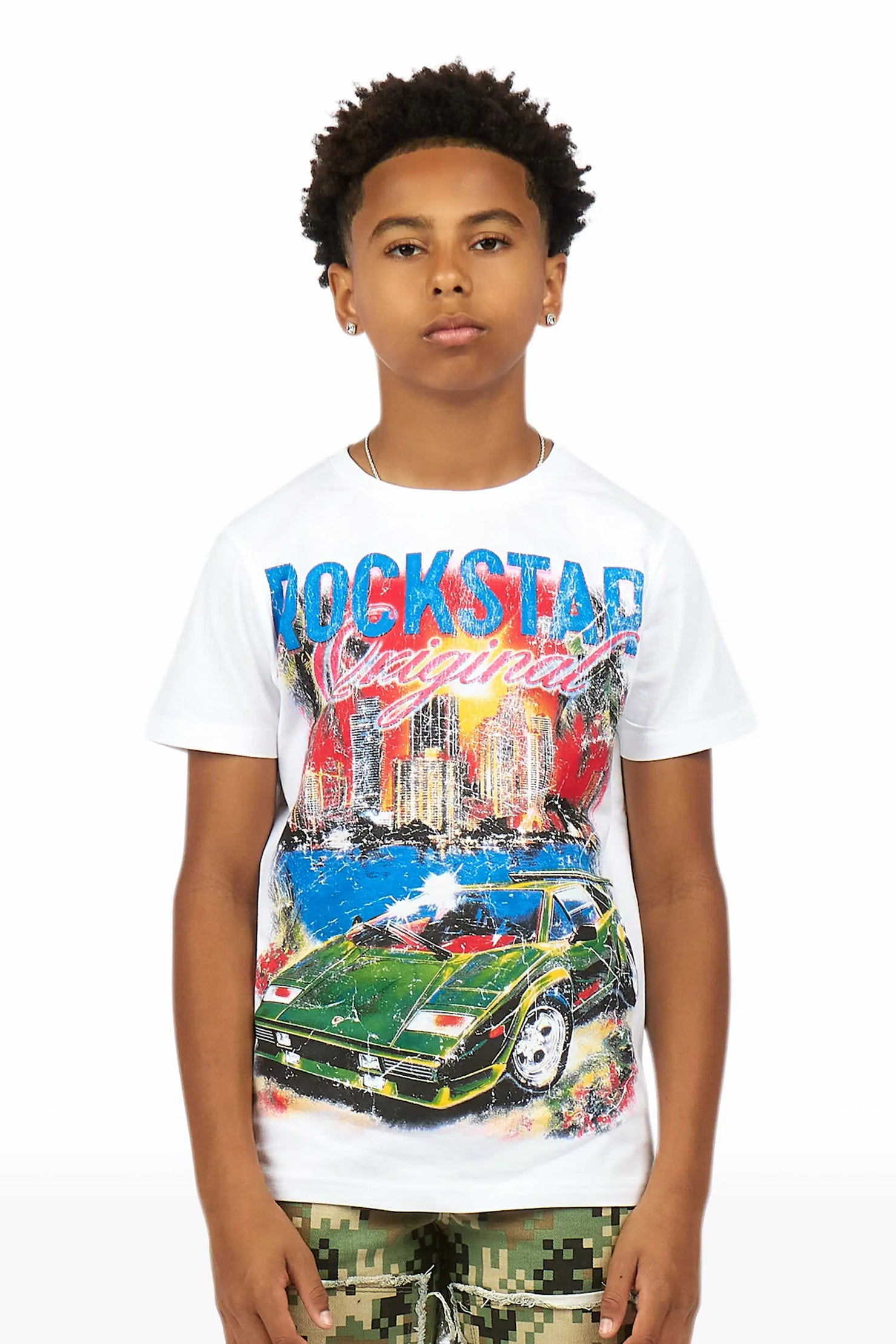 Boys Jhaezar White Graphic T-Shirt