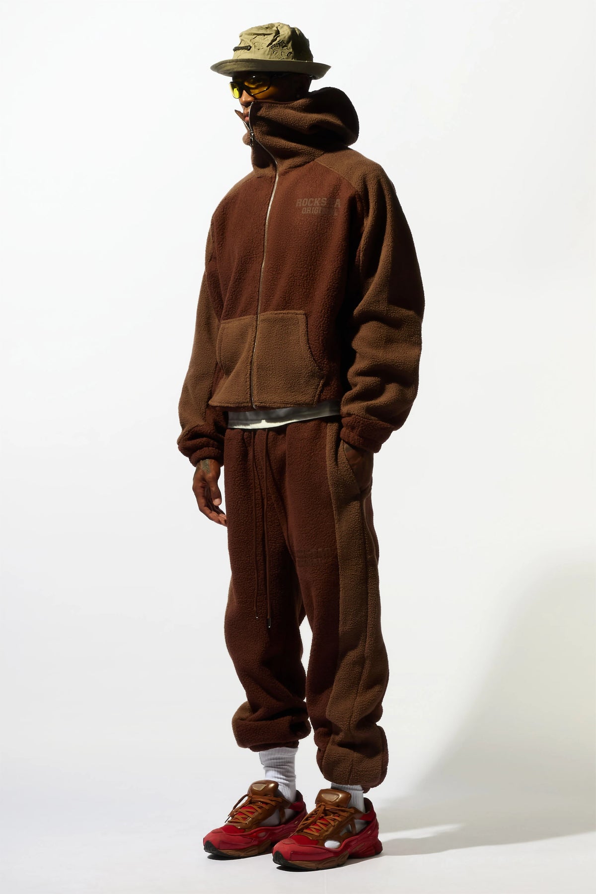 Minero Sherpa Brown Zip Up Hoodie/Jogger Track Set
