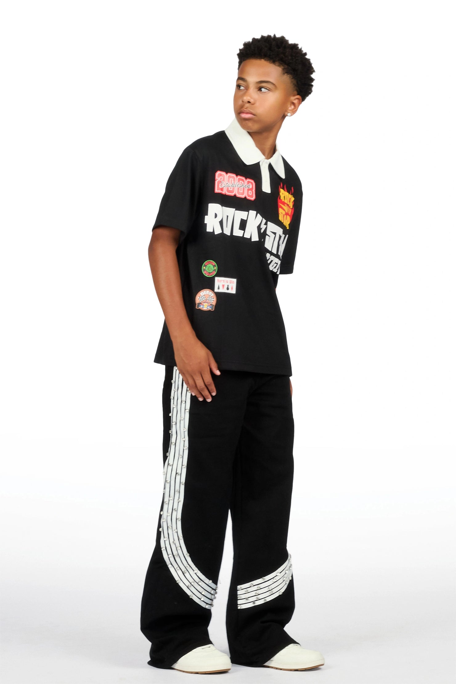 Boys Zayven Black Baggy Fit Jean