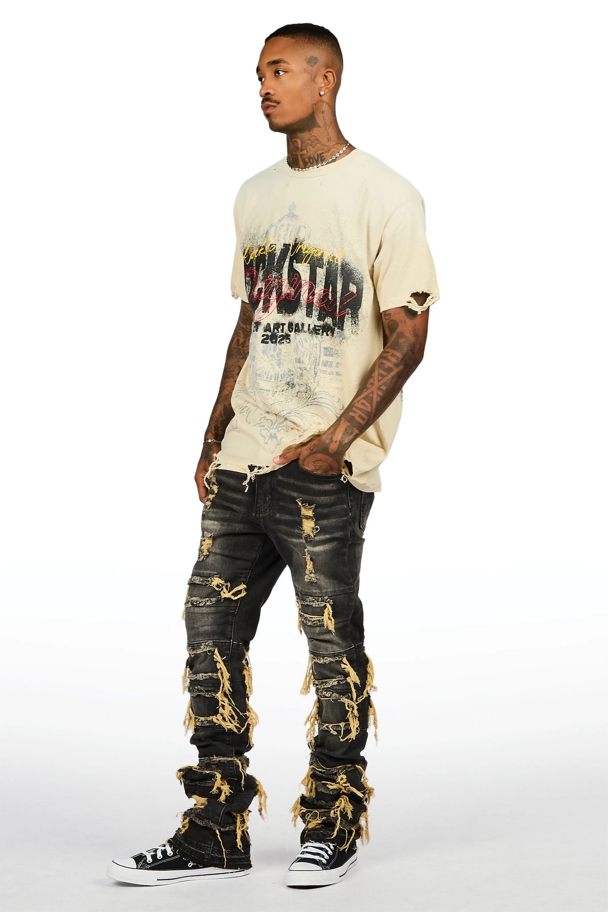 Vasco Tint Grey Stacked Flare Jean