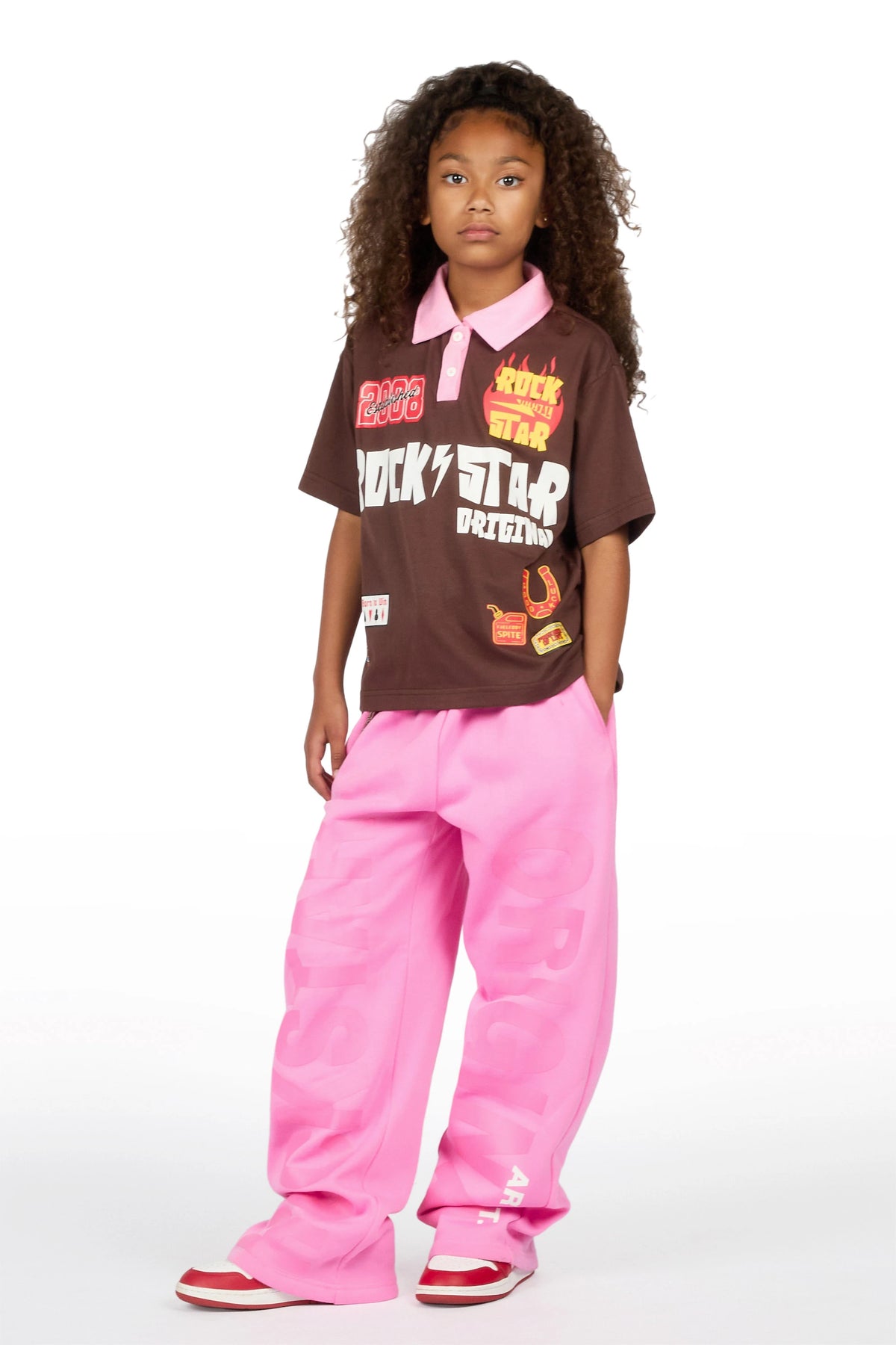 Girls Stachia Pink Super Baggy Track Pant