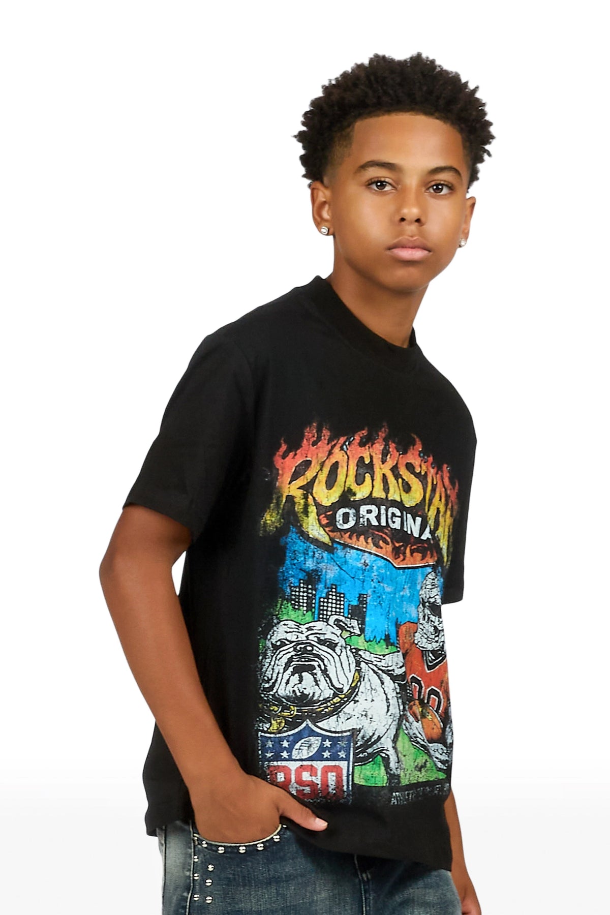 Boys Kabir Black Graphic T-Shirt
