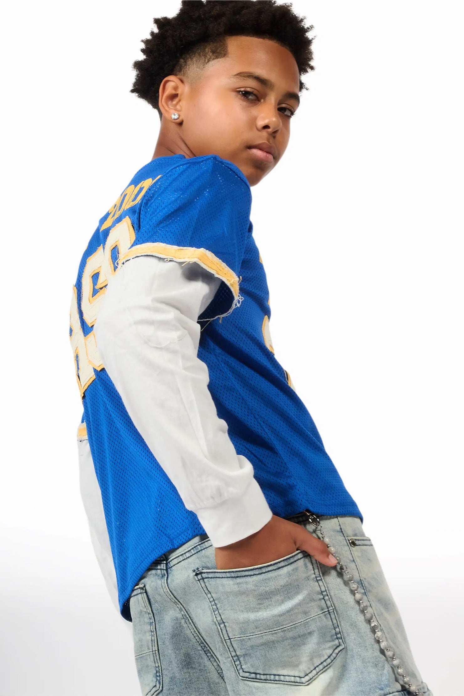 Boys Deston Royal Blue/Blue Double Layer T-Shirt/Denim Jort Set
