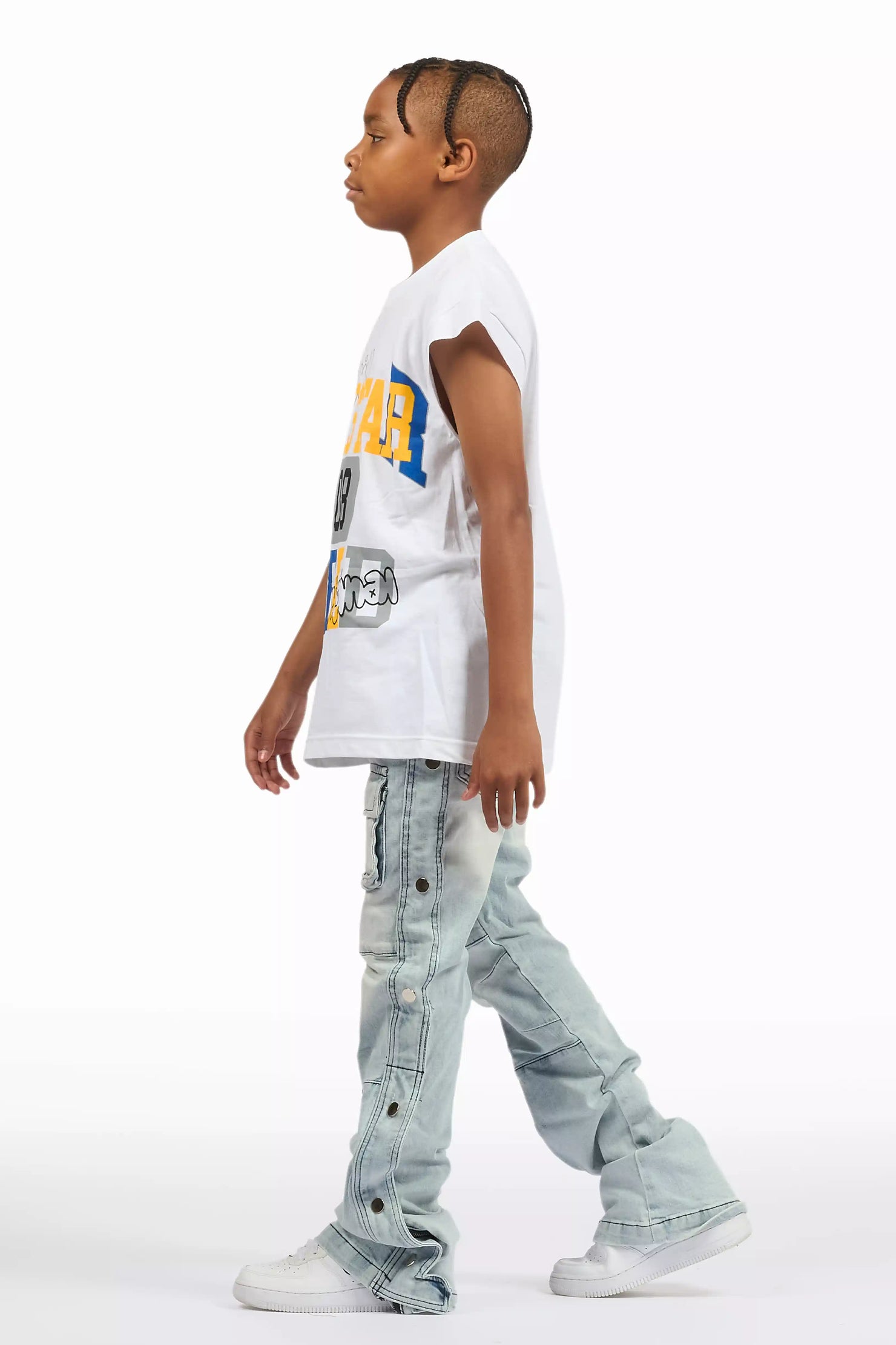 Boys Yuri Blue Baggy Fit Cargo Jean