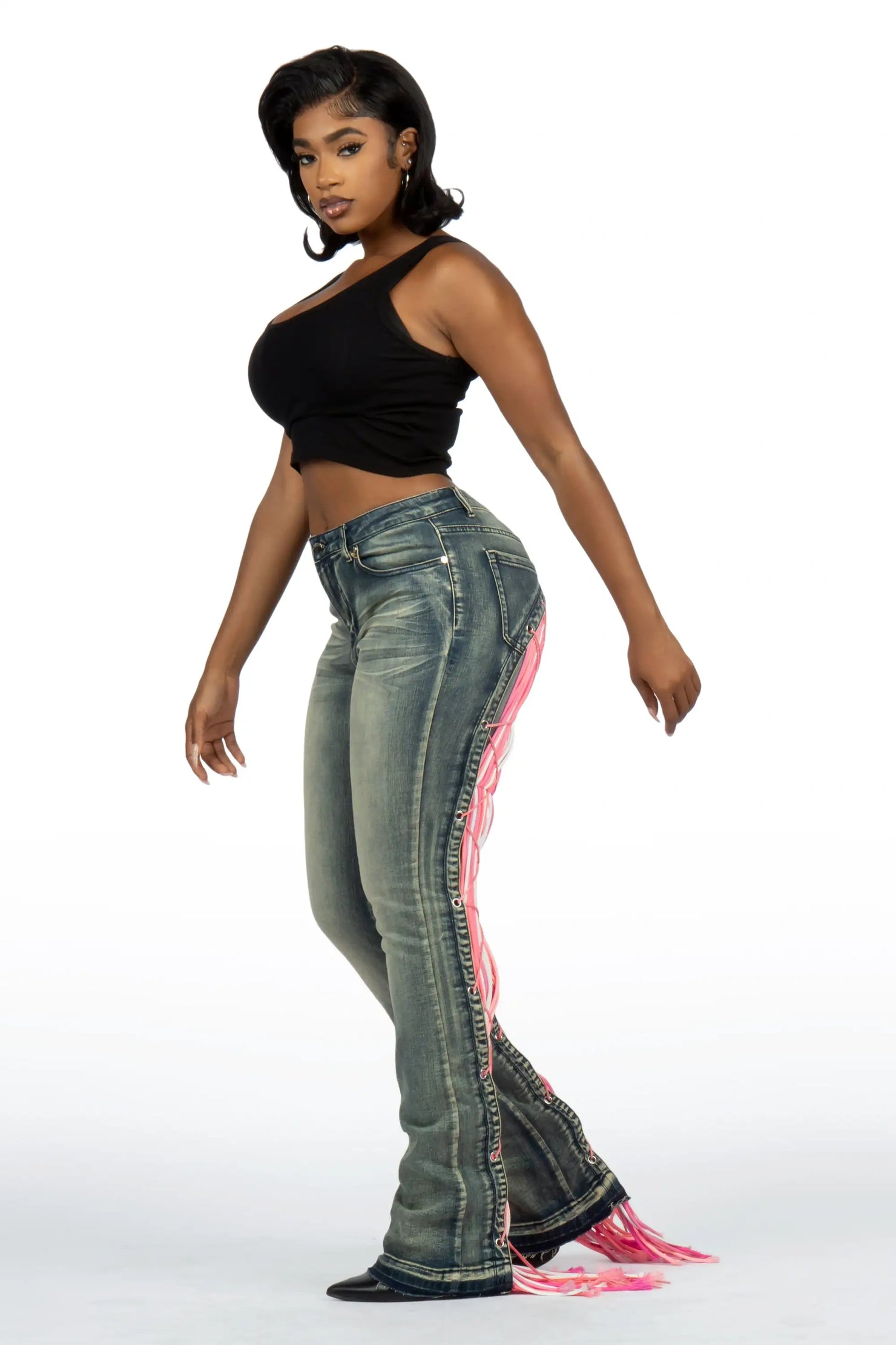 Ottiana Tint Wash Stacked Flare Jean