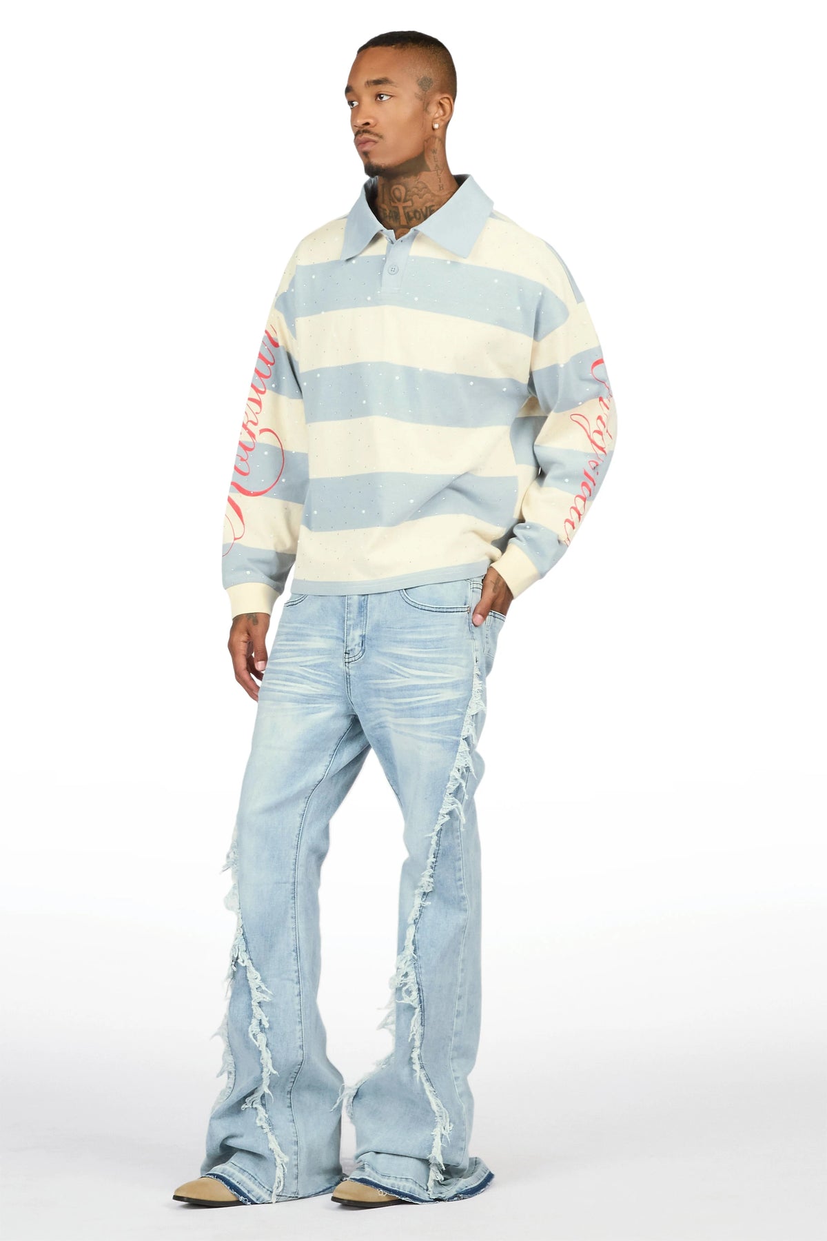 Vane Light Blue Stacked Super Flare Jean