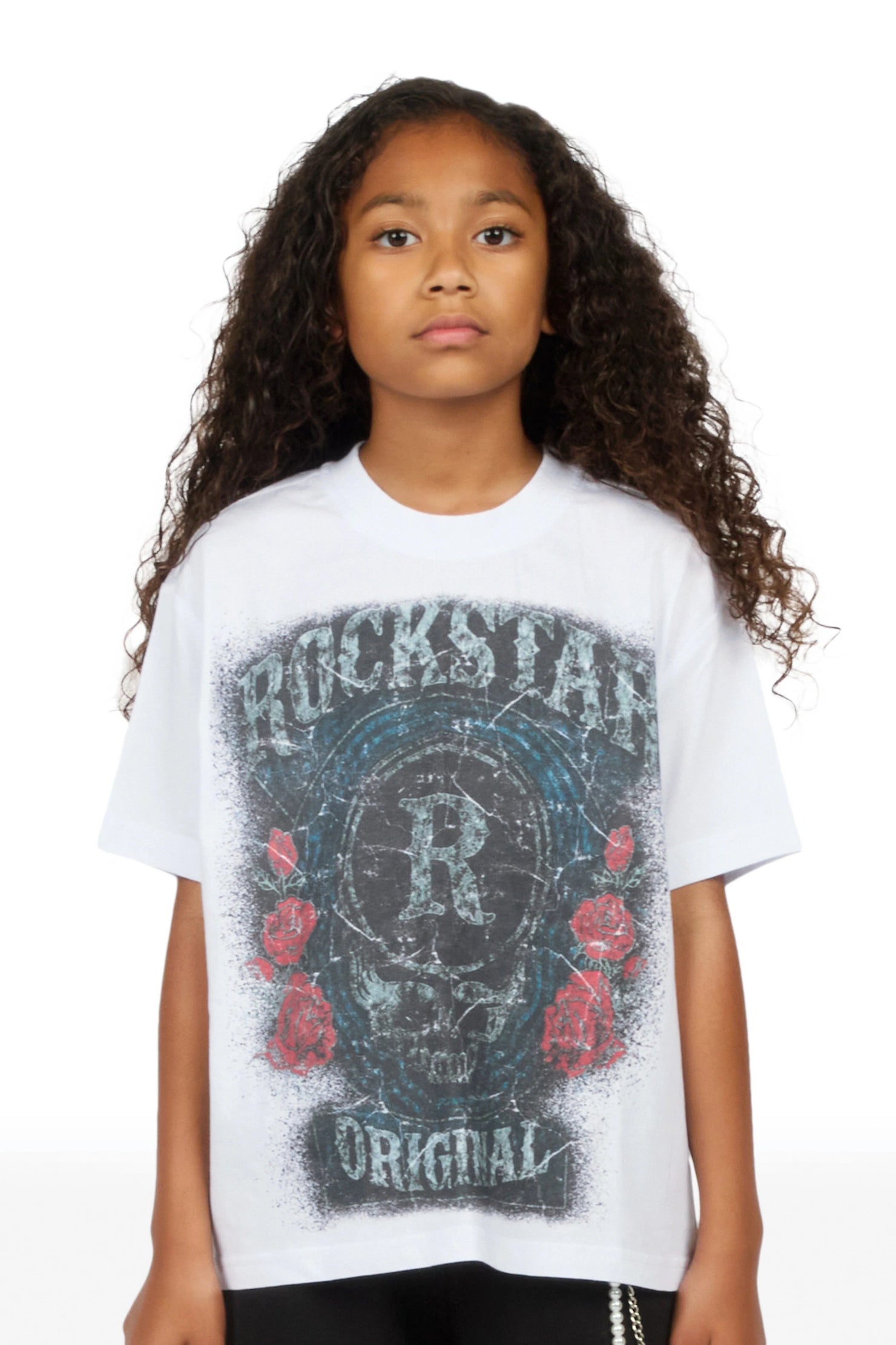 Girls Hendrya White Graphic T-Shirt