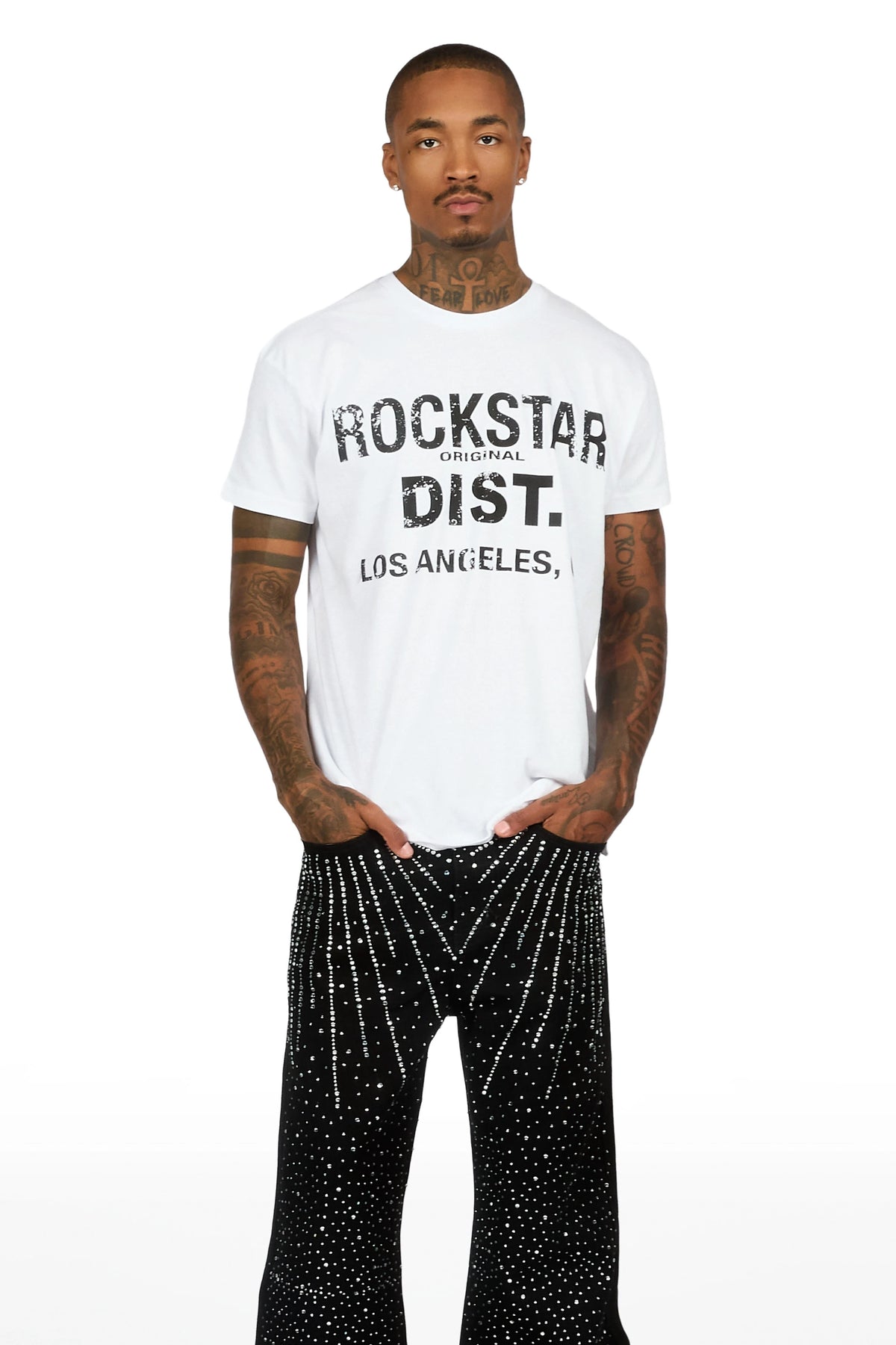 Keki Black Rhinestones Baggy Fit Jeans
