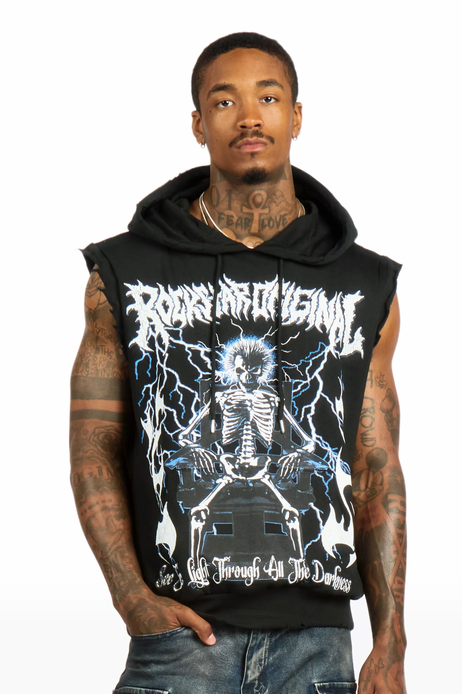 Deathrow Black Cut Sleeve Hoodie