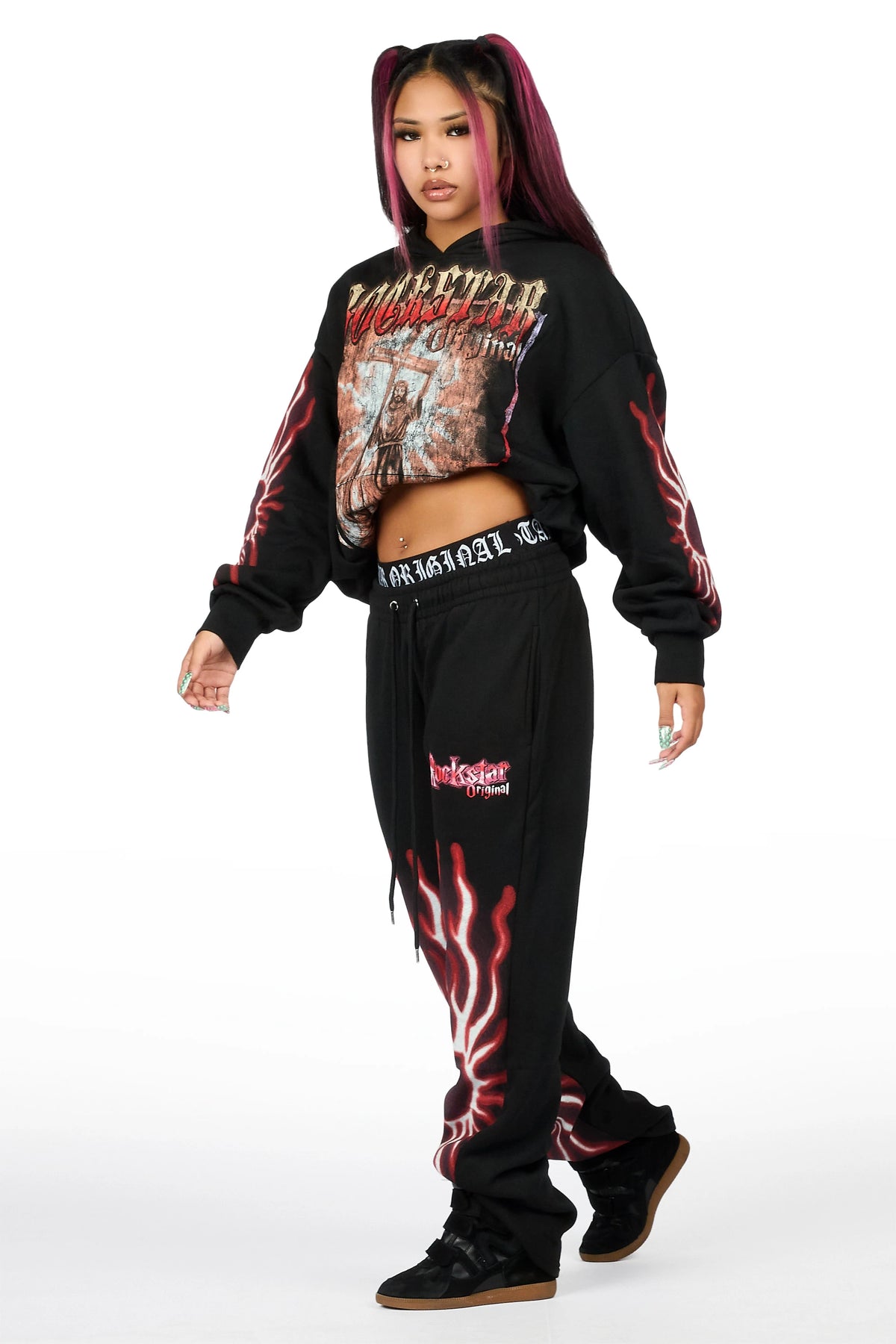 Xandria Black/Red Graphic Baggy Fit Track Set