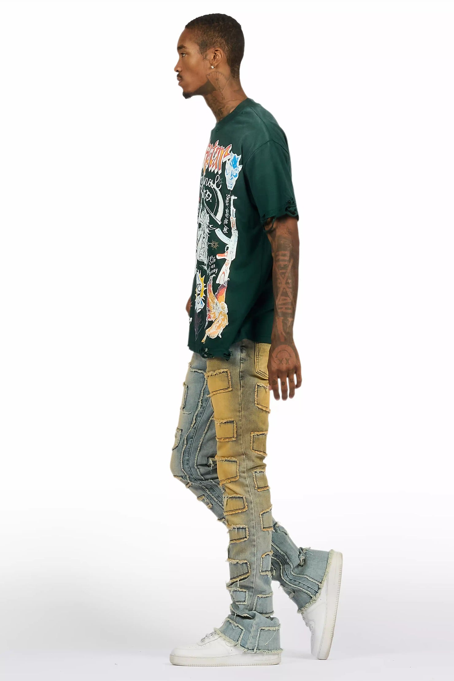 Shake Dirty Blue Stacked Flare Jean