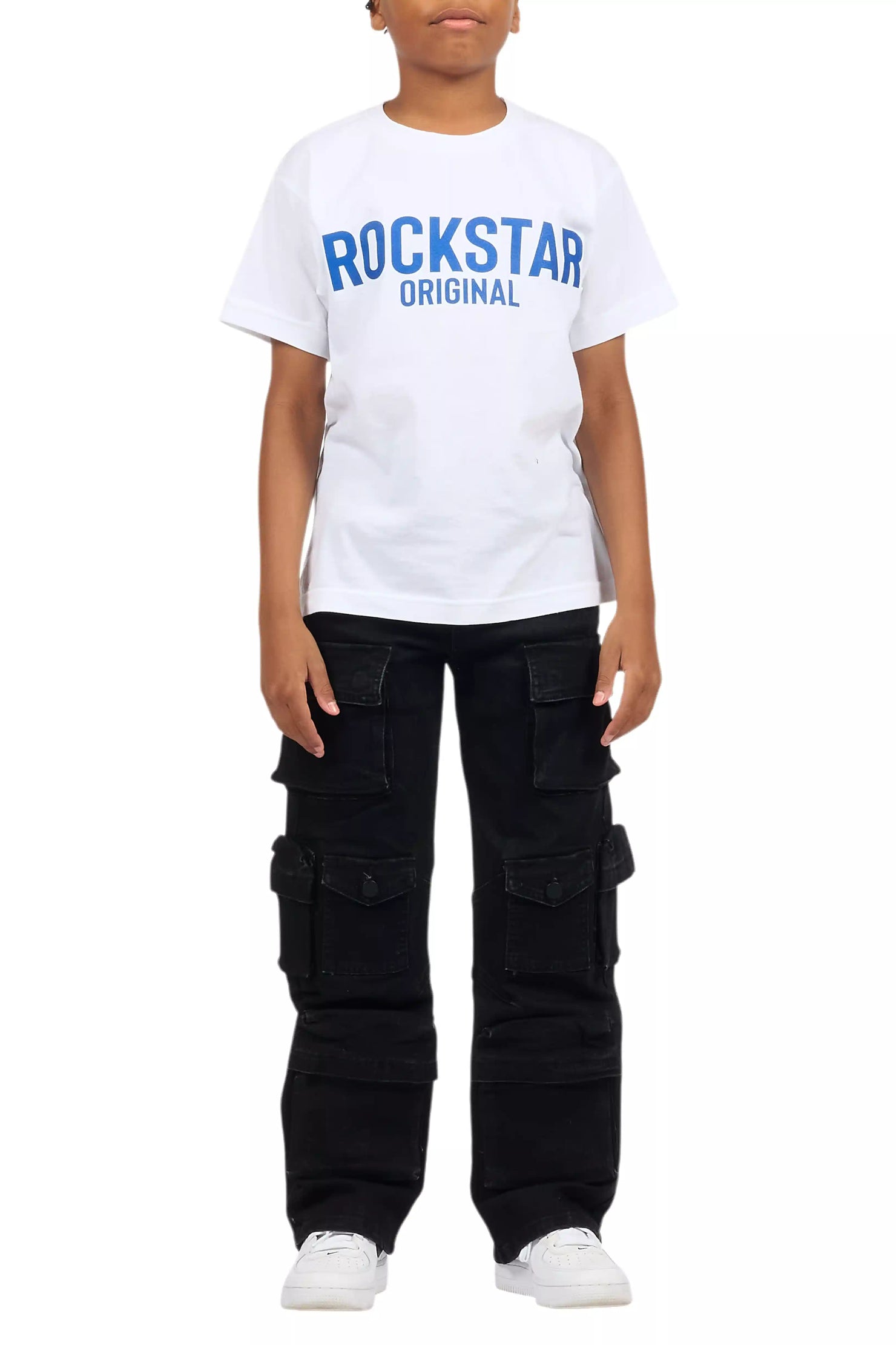 Boys Mahesh Black Baggy Cargo Jean