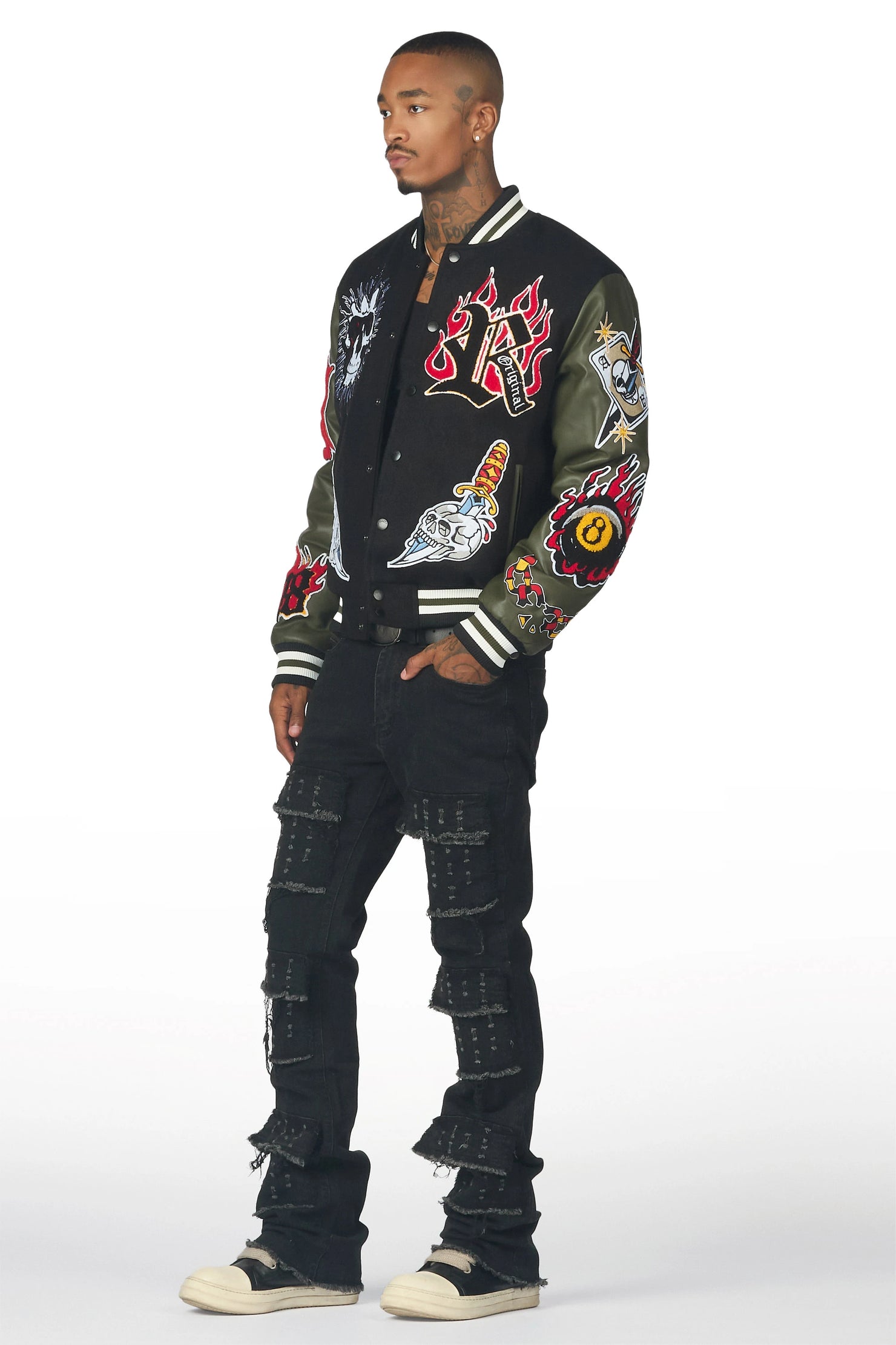 Dezso Black Stacked Flare Jean