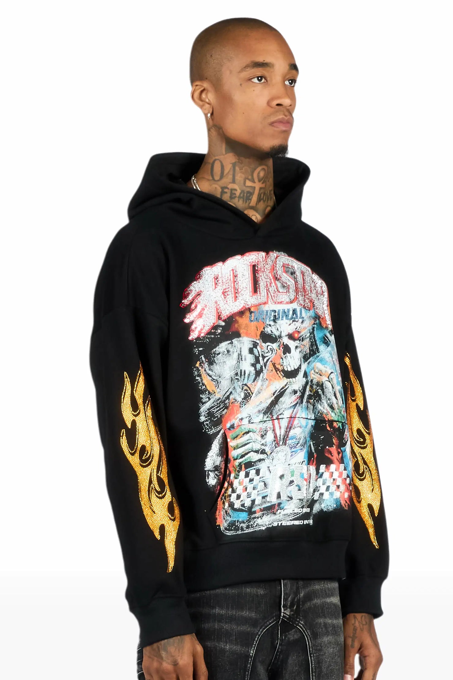 Blaek Black Rhinestone Oversized Hoodie