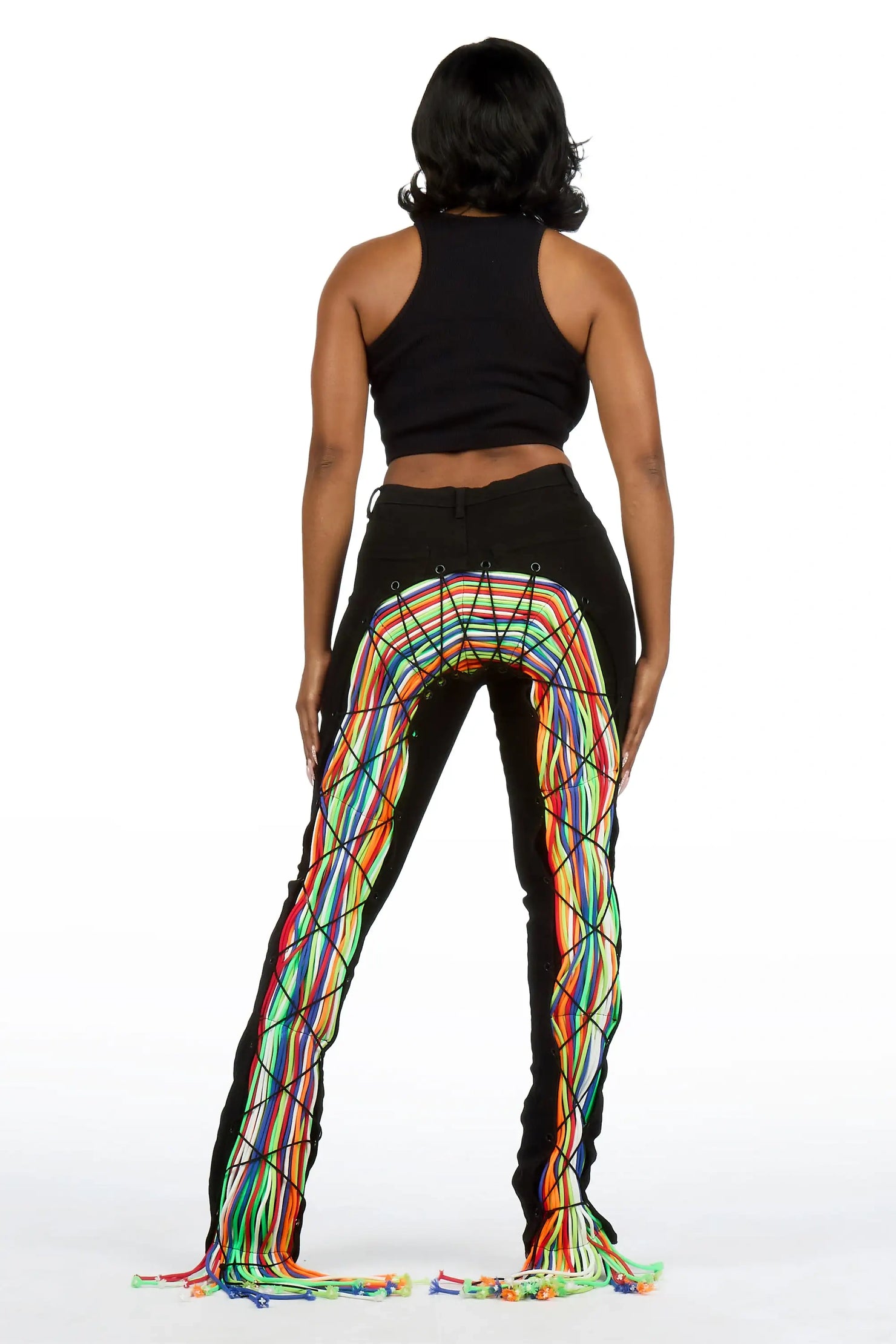 Ottiana Black/Multi Stacked Flare Jean