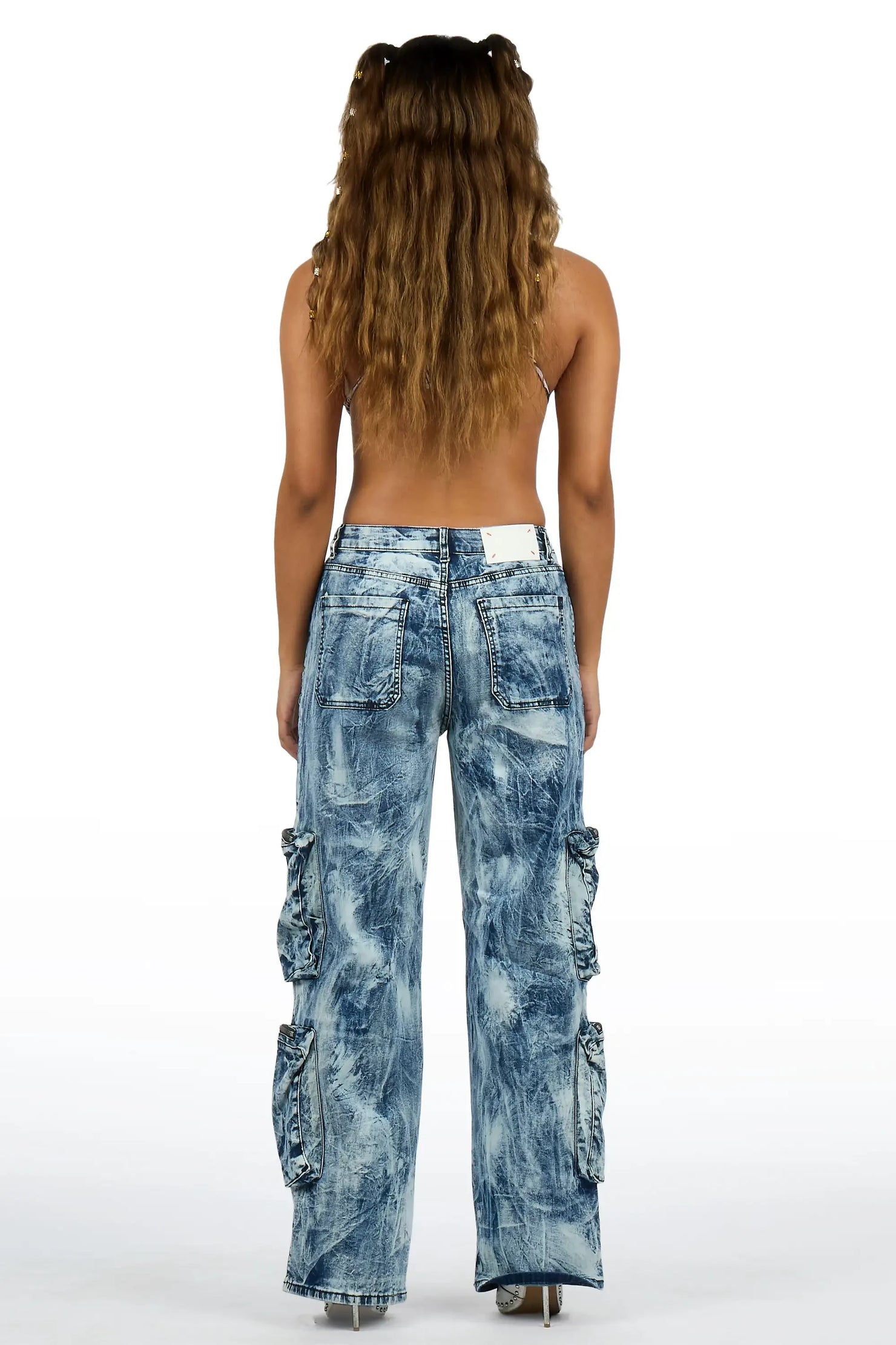 Malaika Blue Cargo Stacked Jean