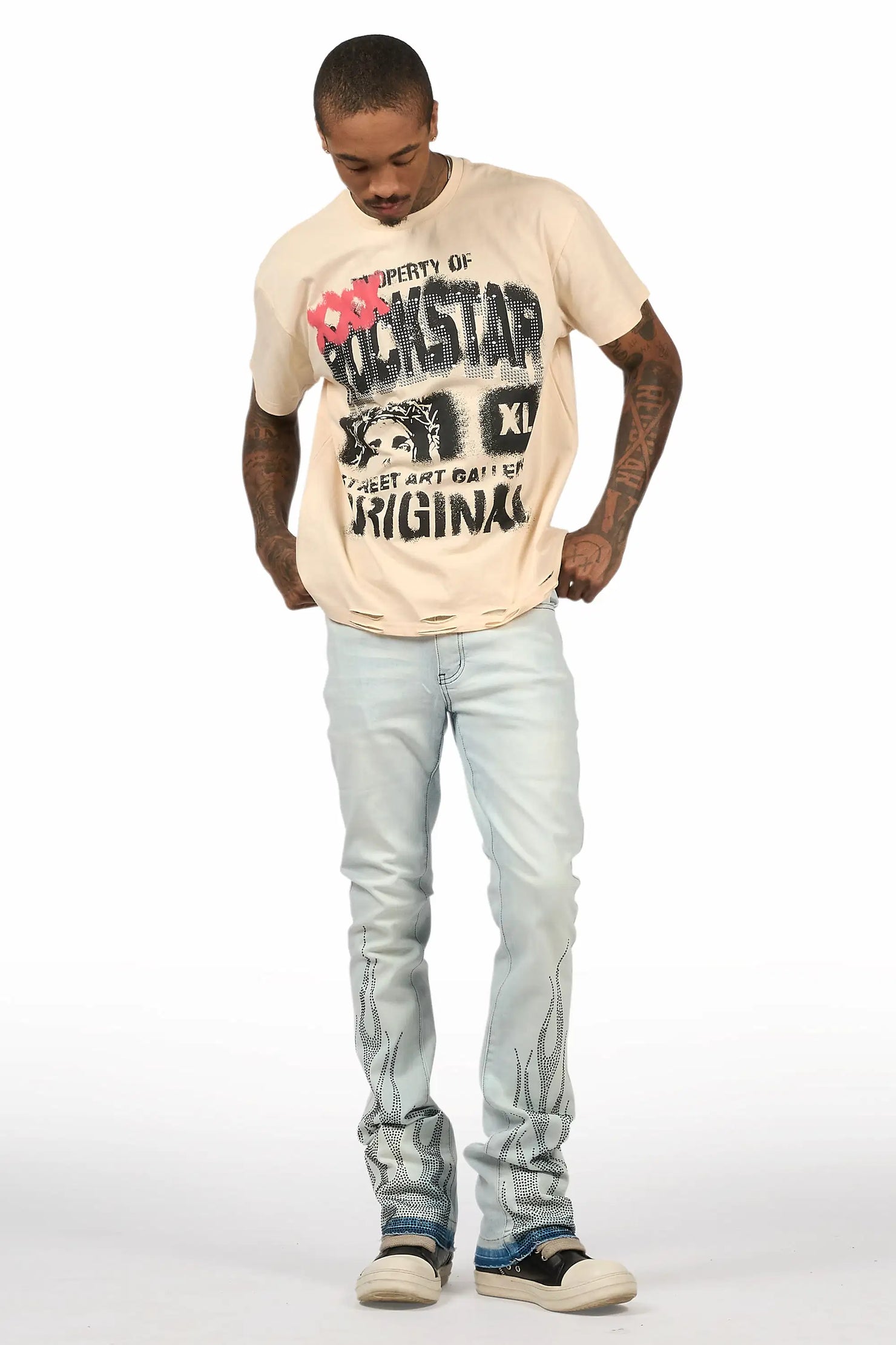 Kyo Beige Oversized Graphic T-Shirt