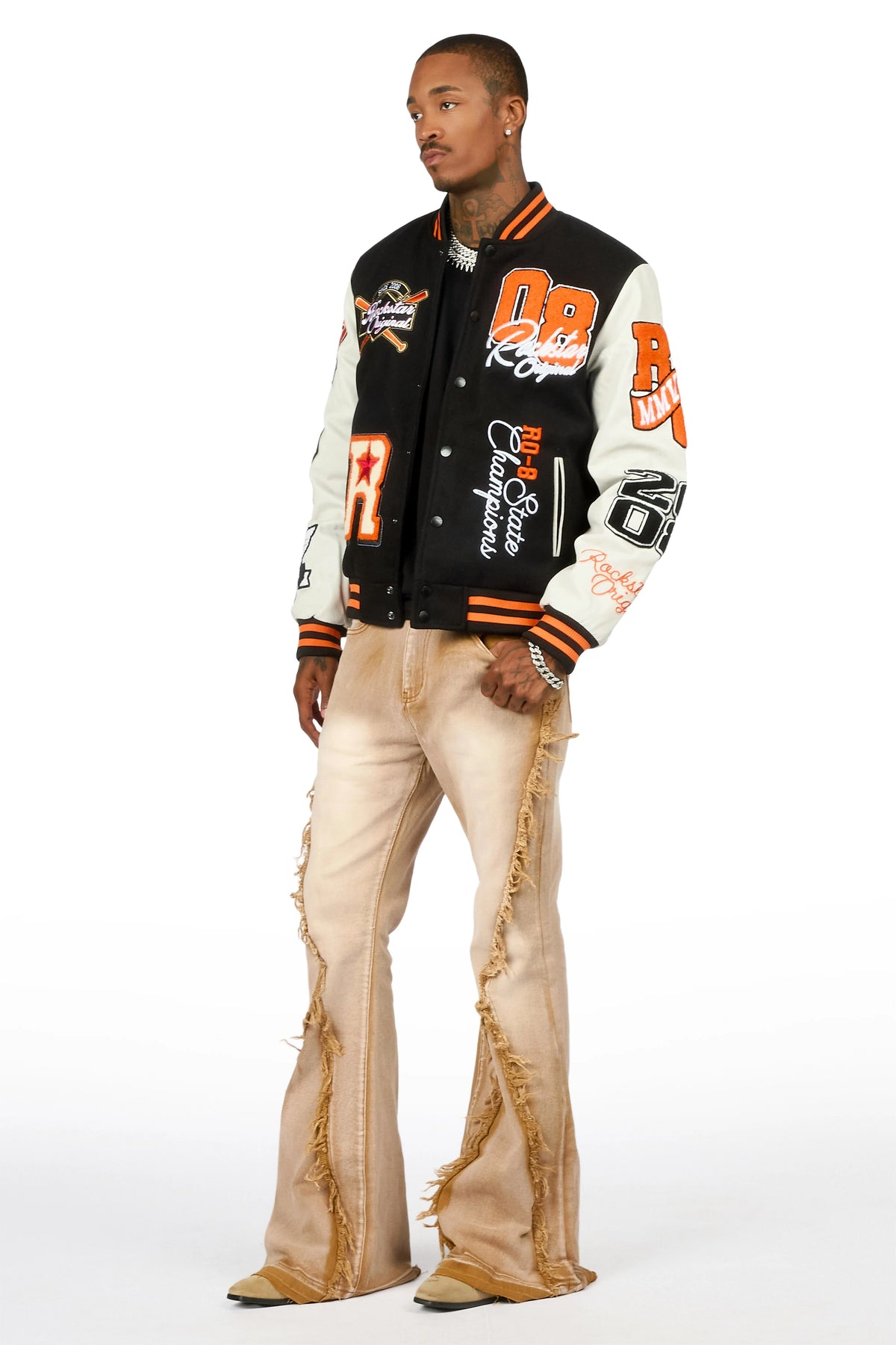 Vane Beige Stacked Super Flare Jean