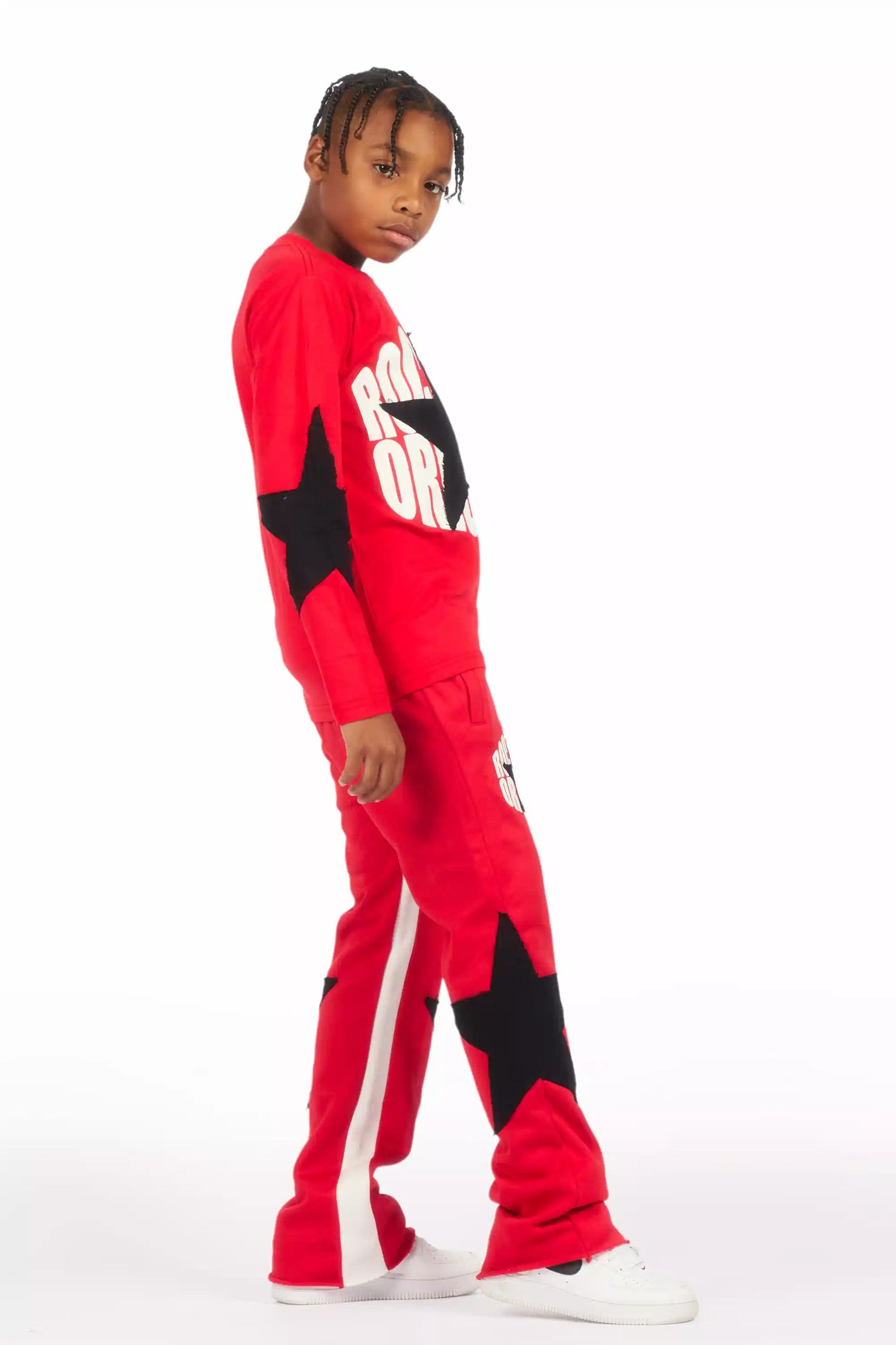 Boys States Red/Black Long Sleeve T-Shirt Track Set