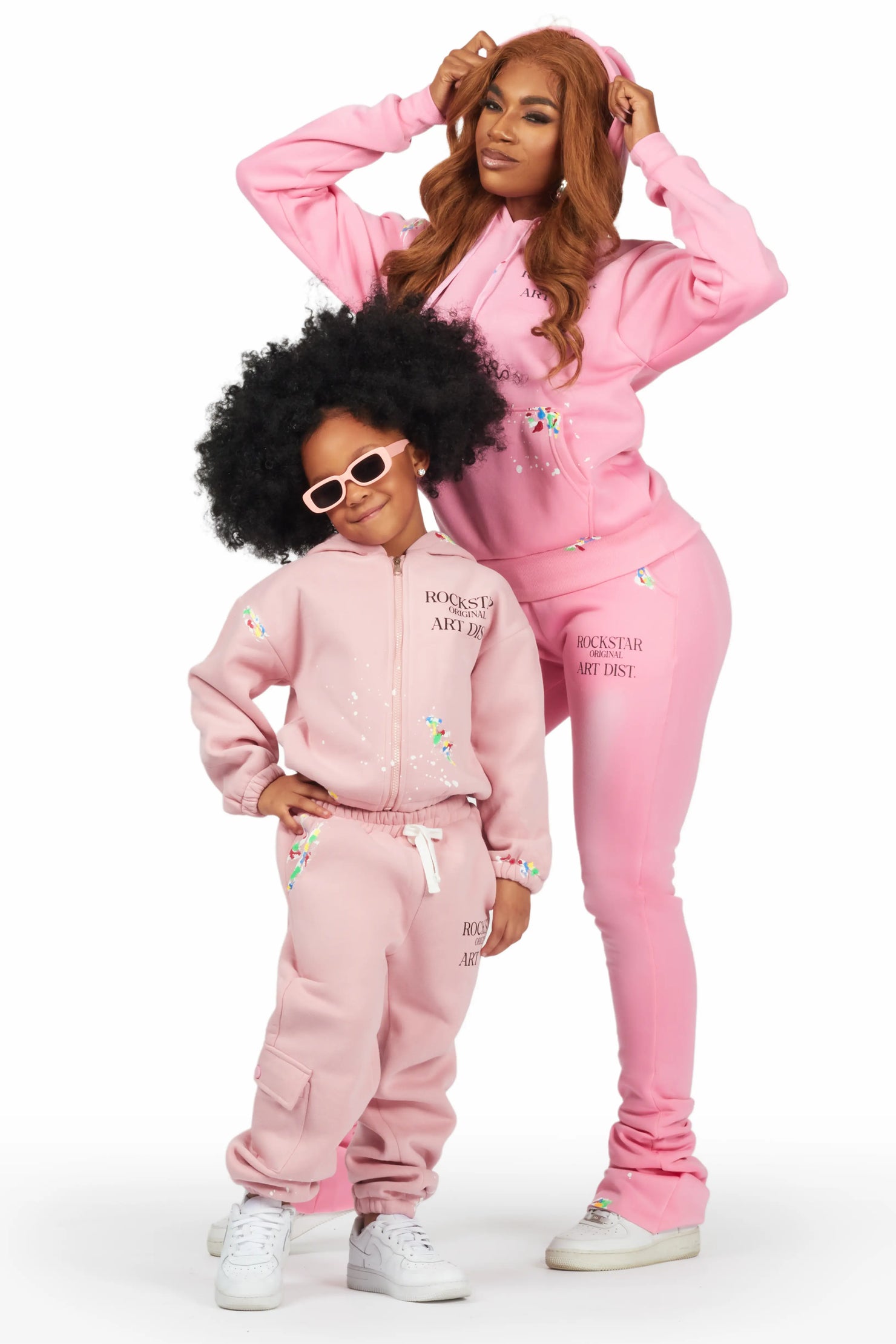 Girls Nevaeh Blush Zip Up Hoodie Pant Set