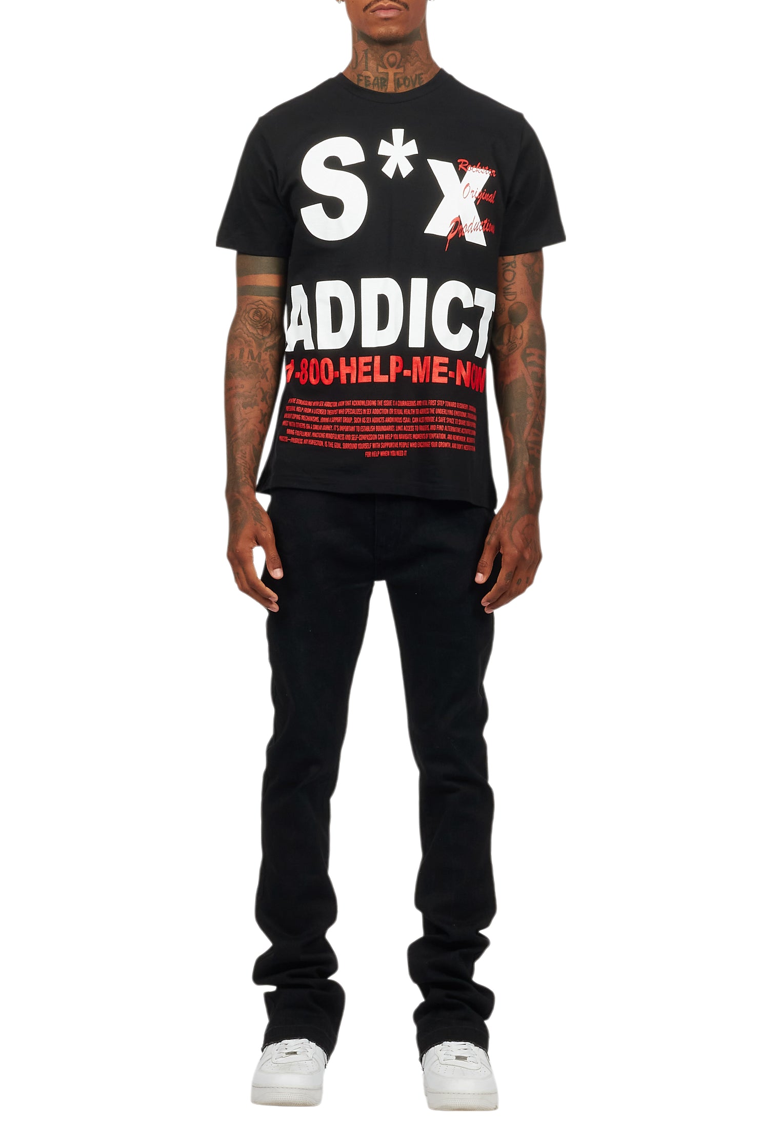 Addict Black Graphic T-Shirt