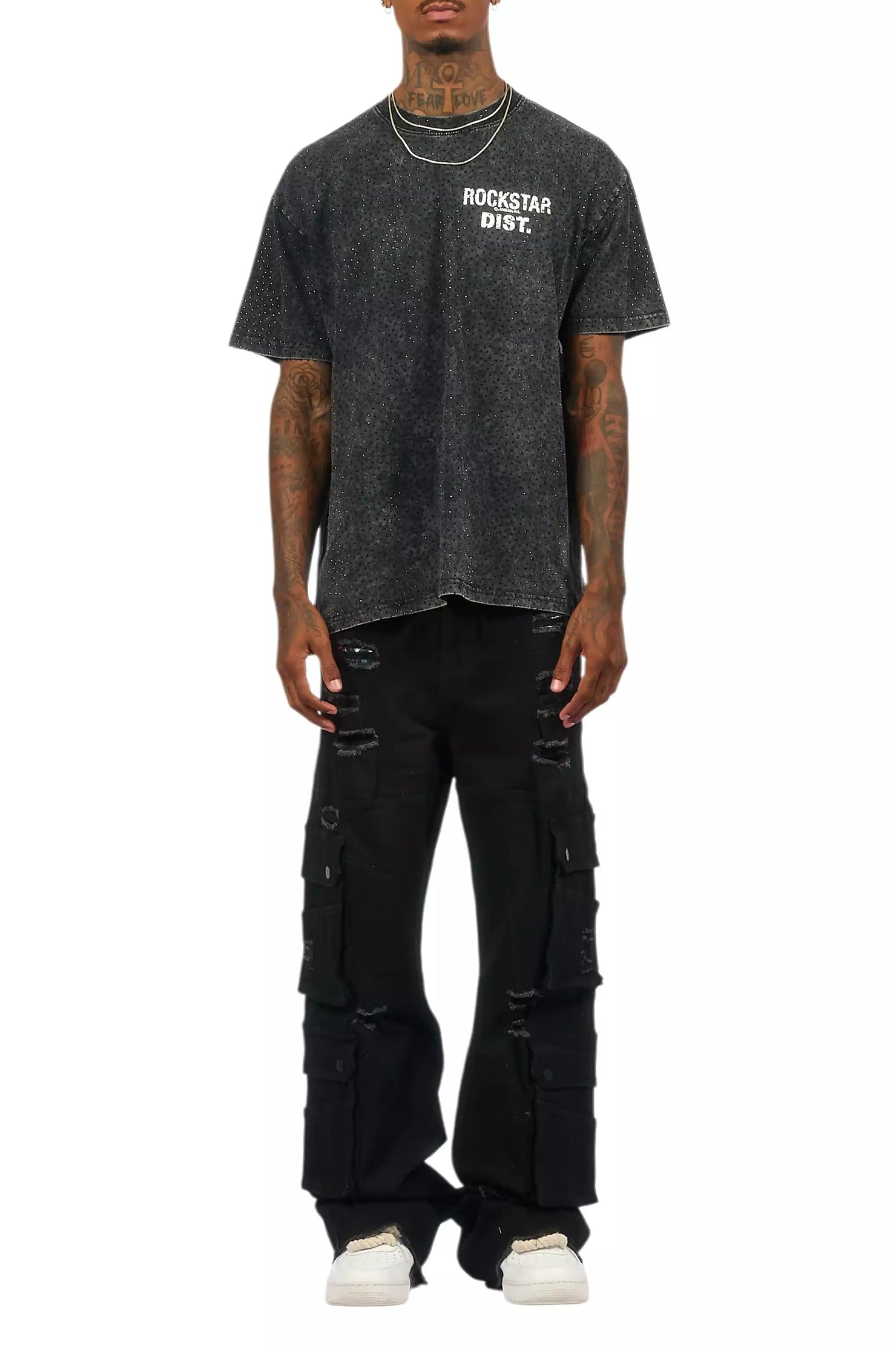 Keylor Black Distressed Baggy Fit Jean