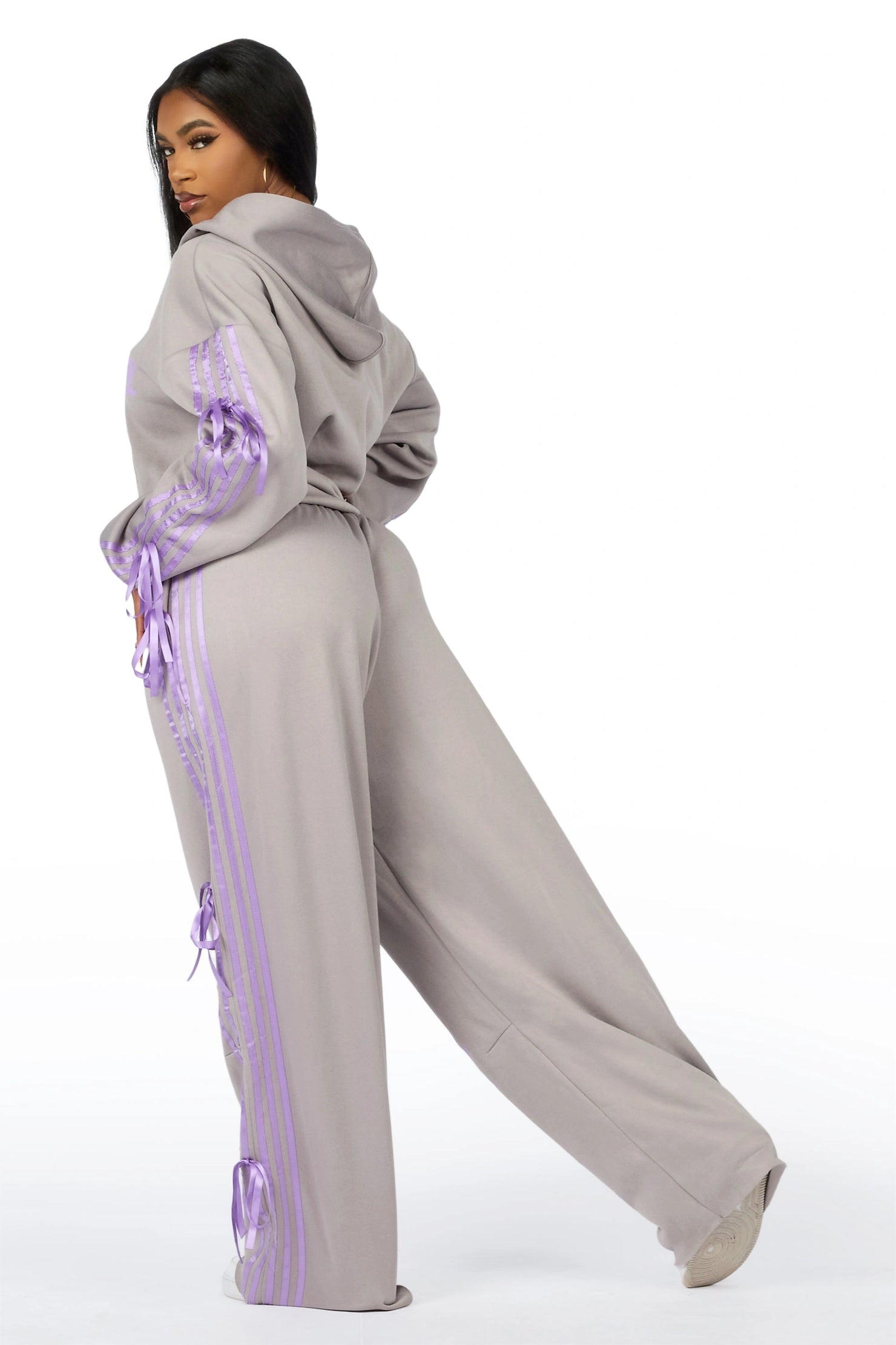 Kettisha Grey Lace Up Baggy Track Set