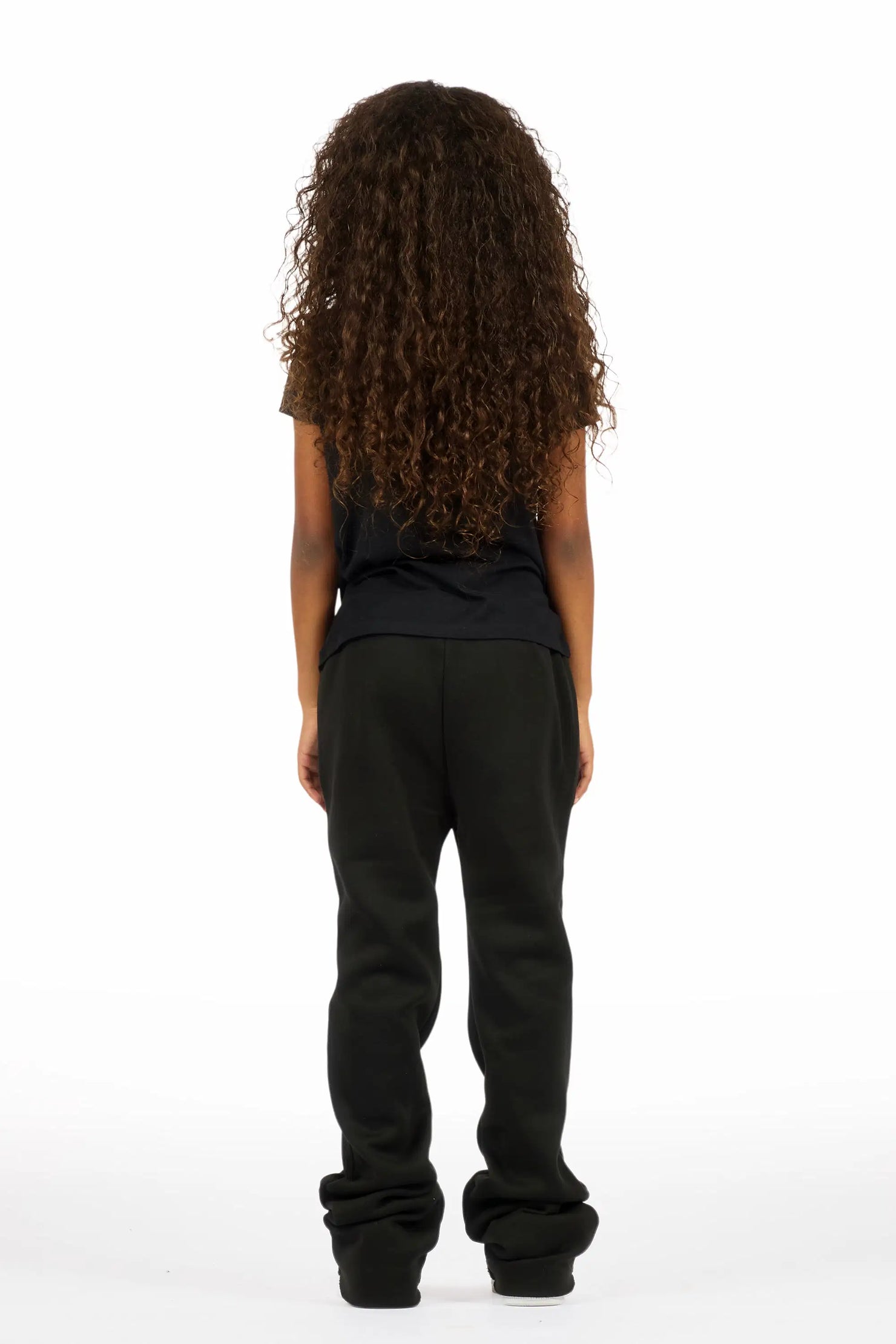 Girls Juliana Black Stacked Flare Pant