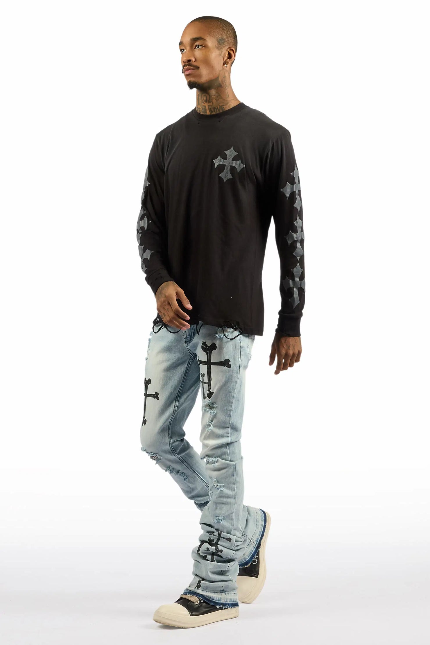 Olivier Stellan Blue Super Stacked Flare Jean