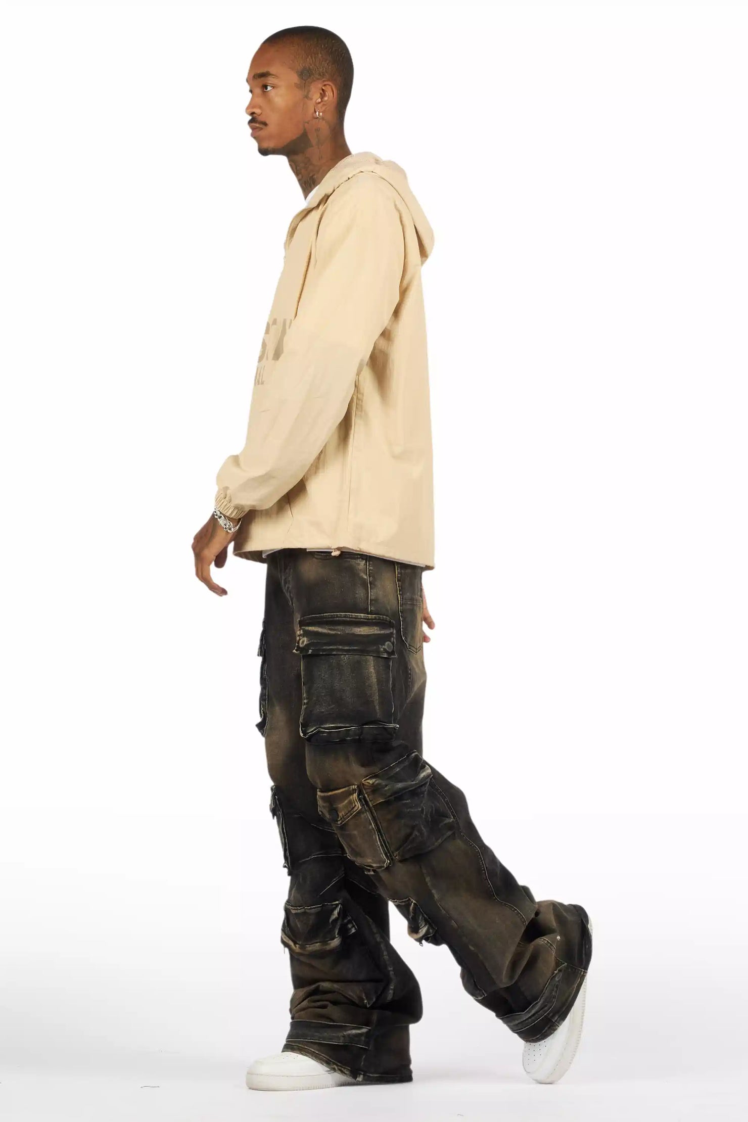 Mahesh Tint Grey Baggy Cargo Jean