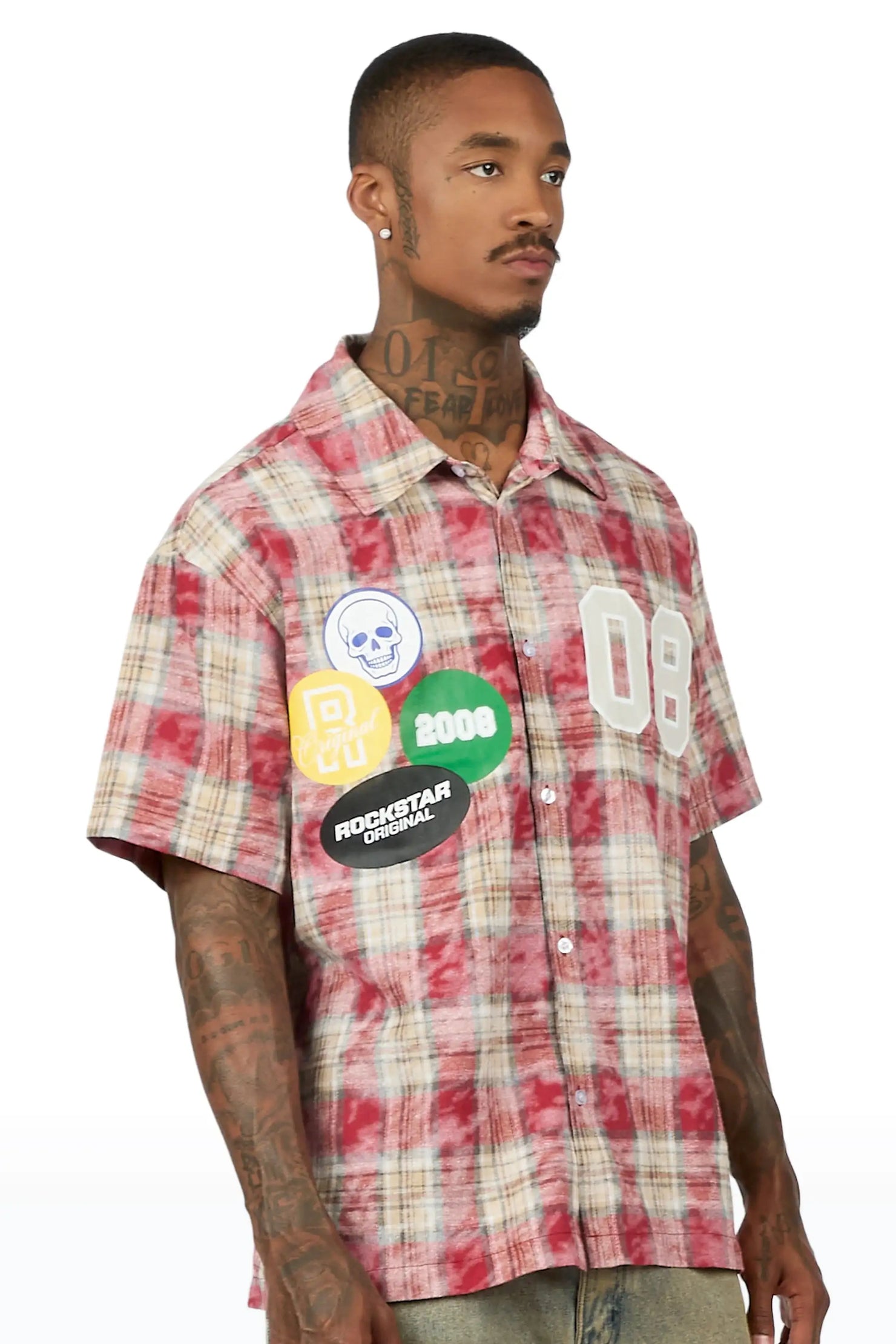 Emre Red Flannel Short Sleeve Shirt