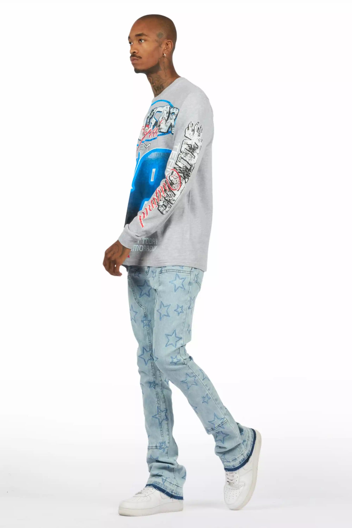 Starship Light Blue Stacked Flare Jean