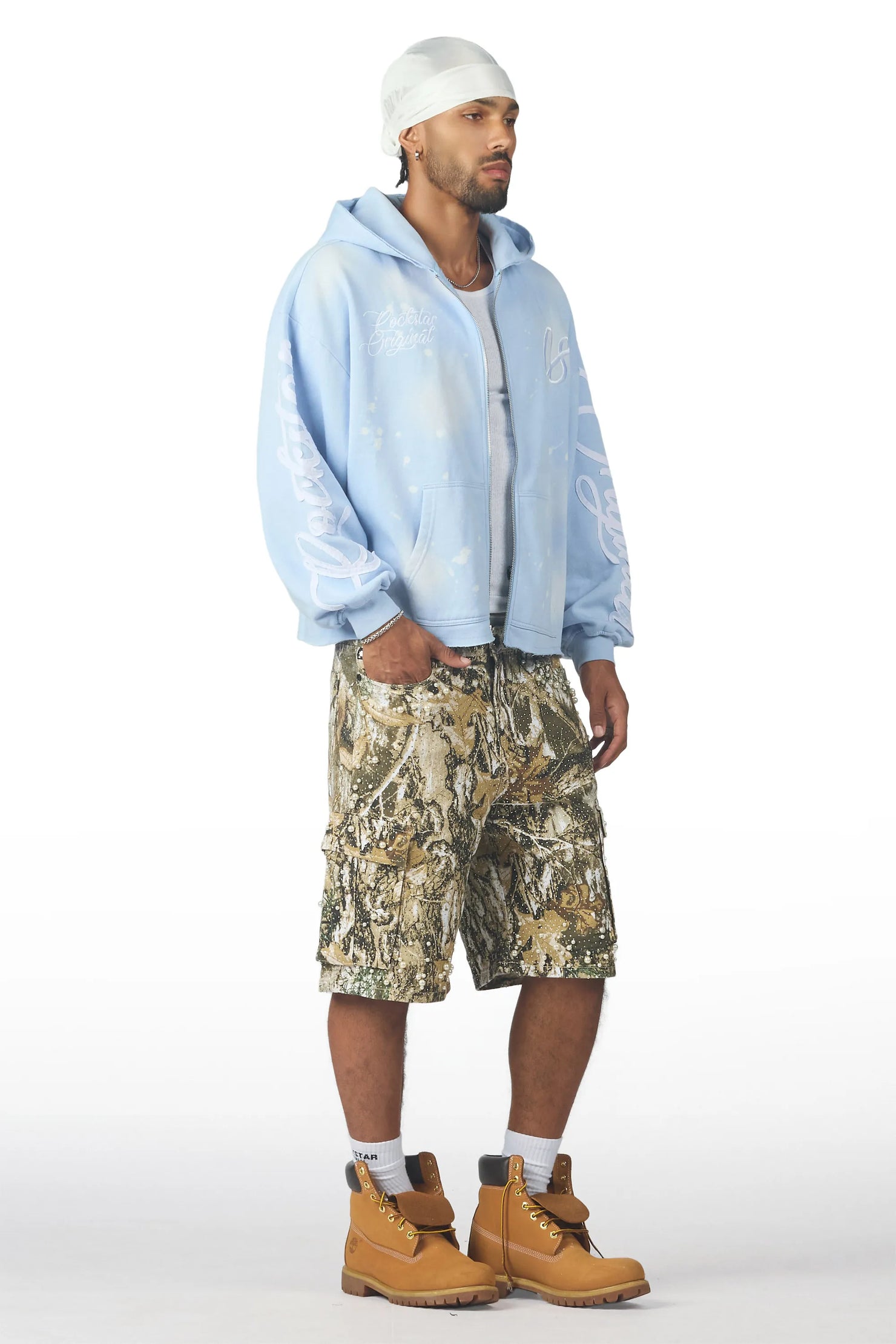 Sevyn Tree Camo Rhinestone Denim Short