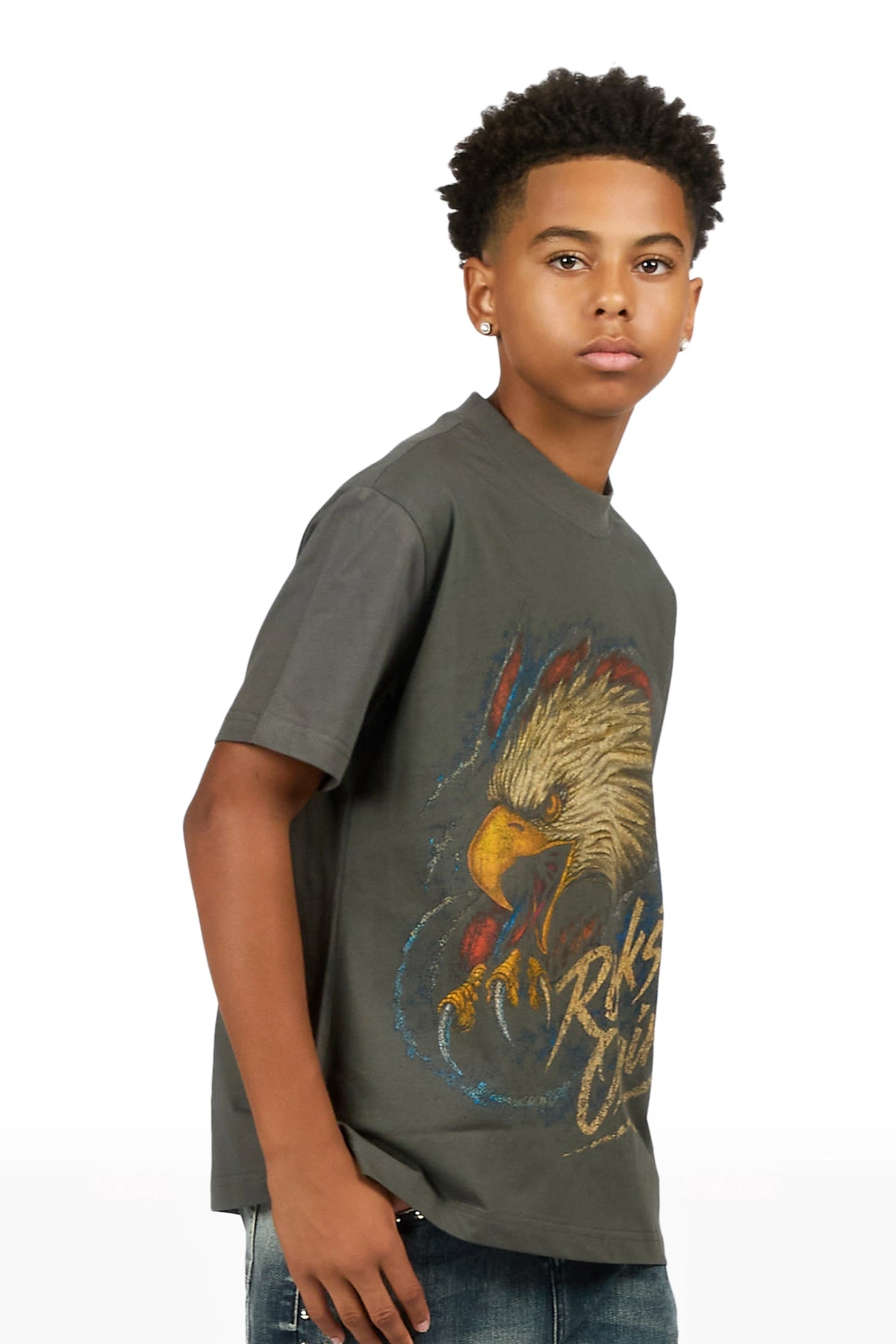 Boys Kartal Charcoal Graphic T-Shirt