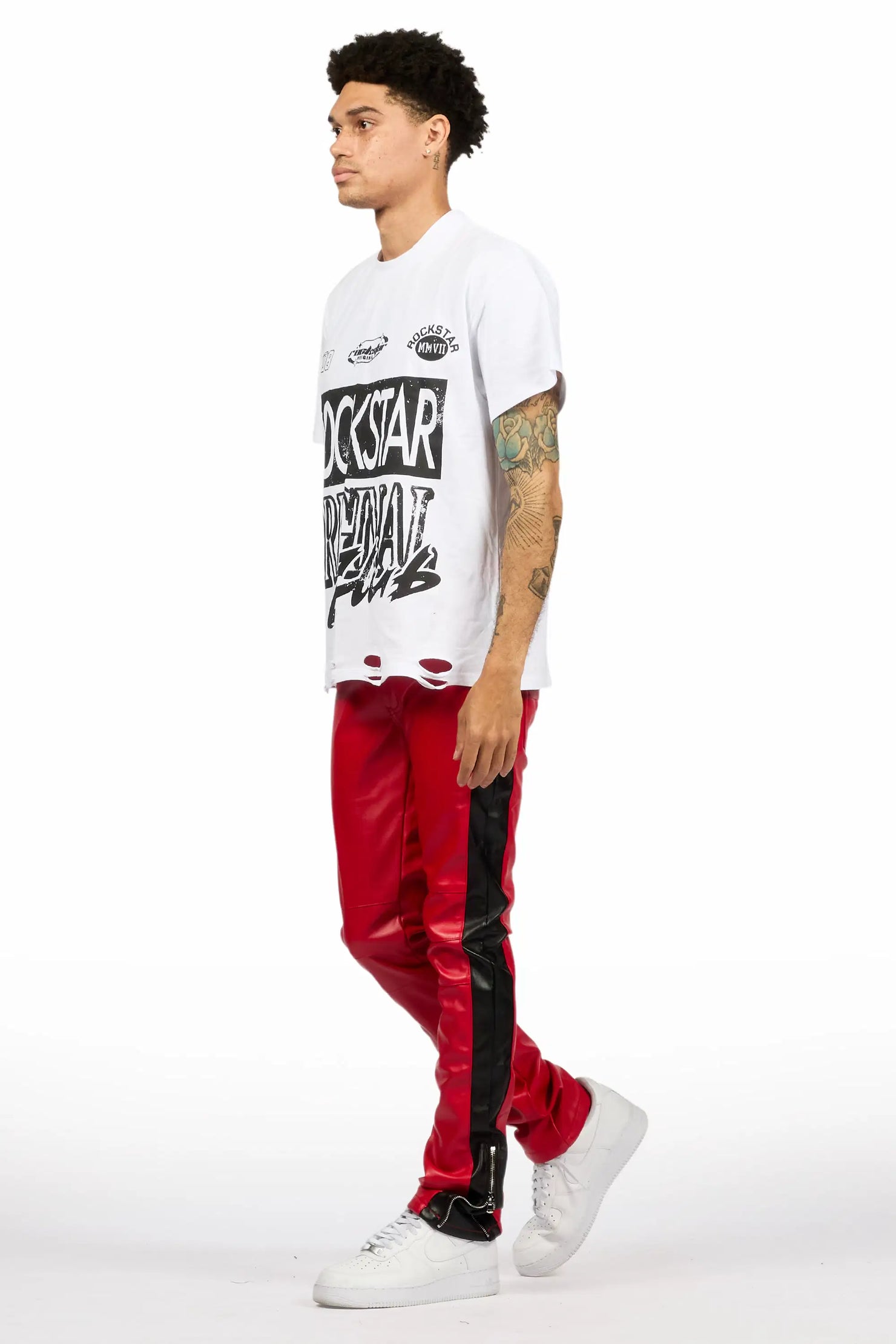 Play Boy Red/Black Skinny Faux Leather Fit Jean