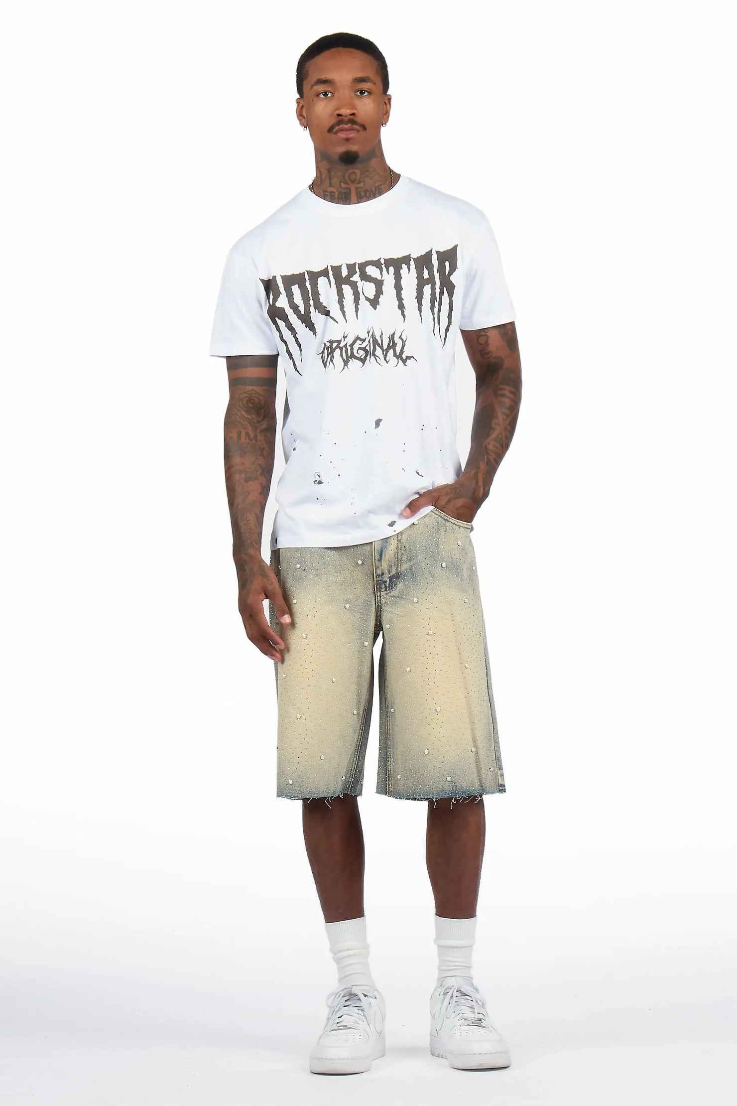 Rydell Blue Rhinestones Denim Short