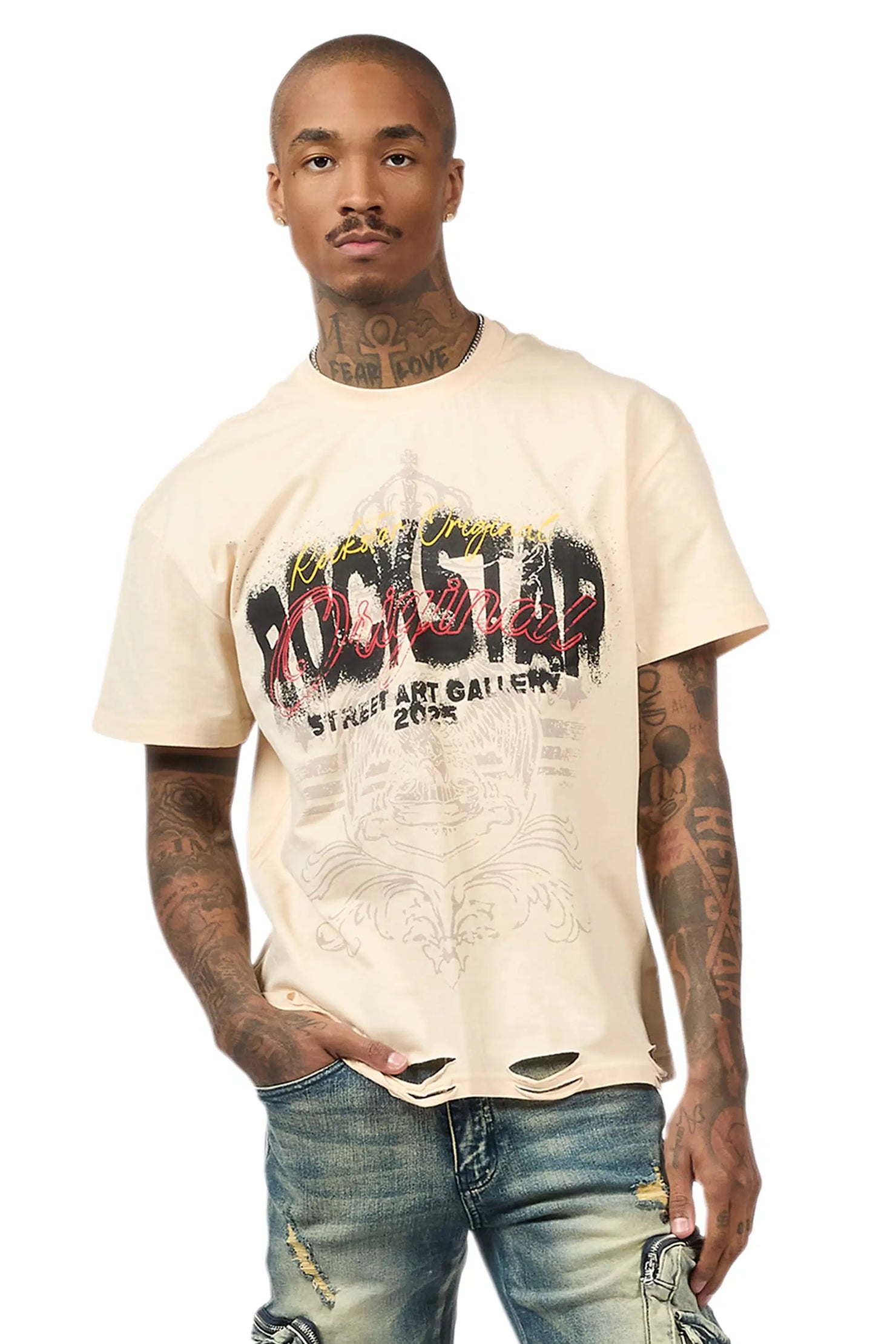 Irix Beige Oversized Graphic T-Shirt