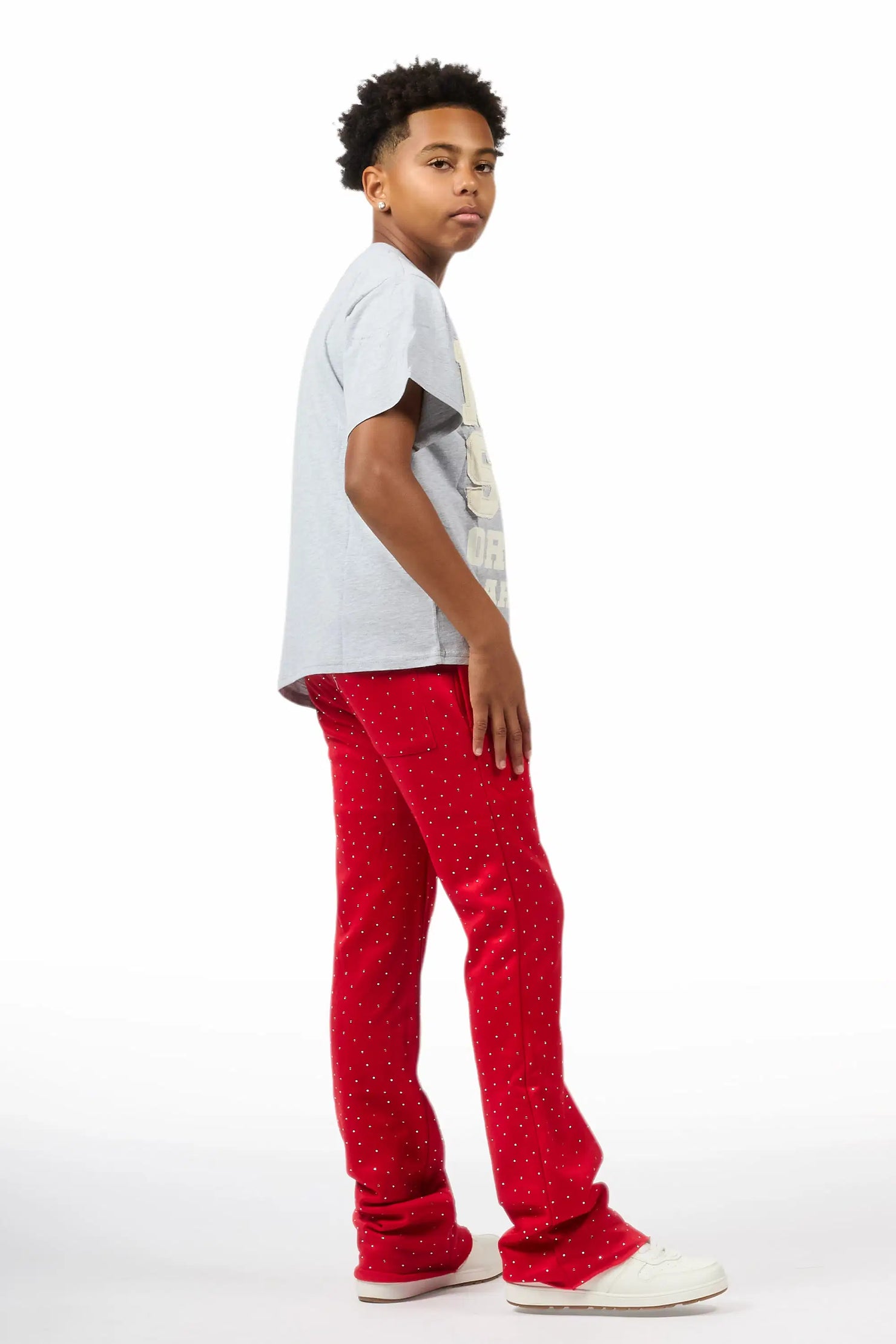 Boys Alpine Red Rhinestone Track pant