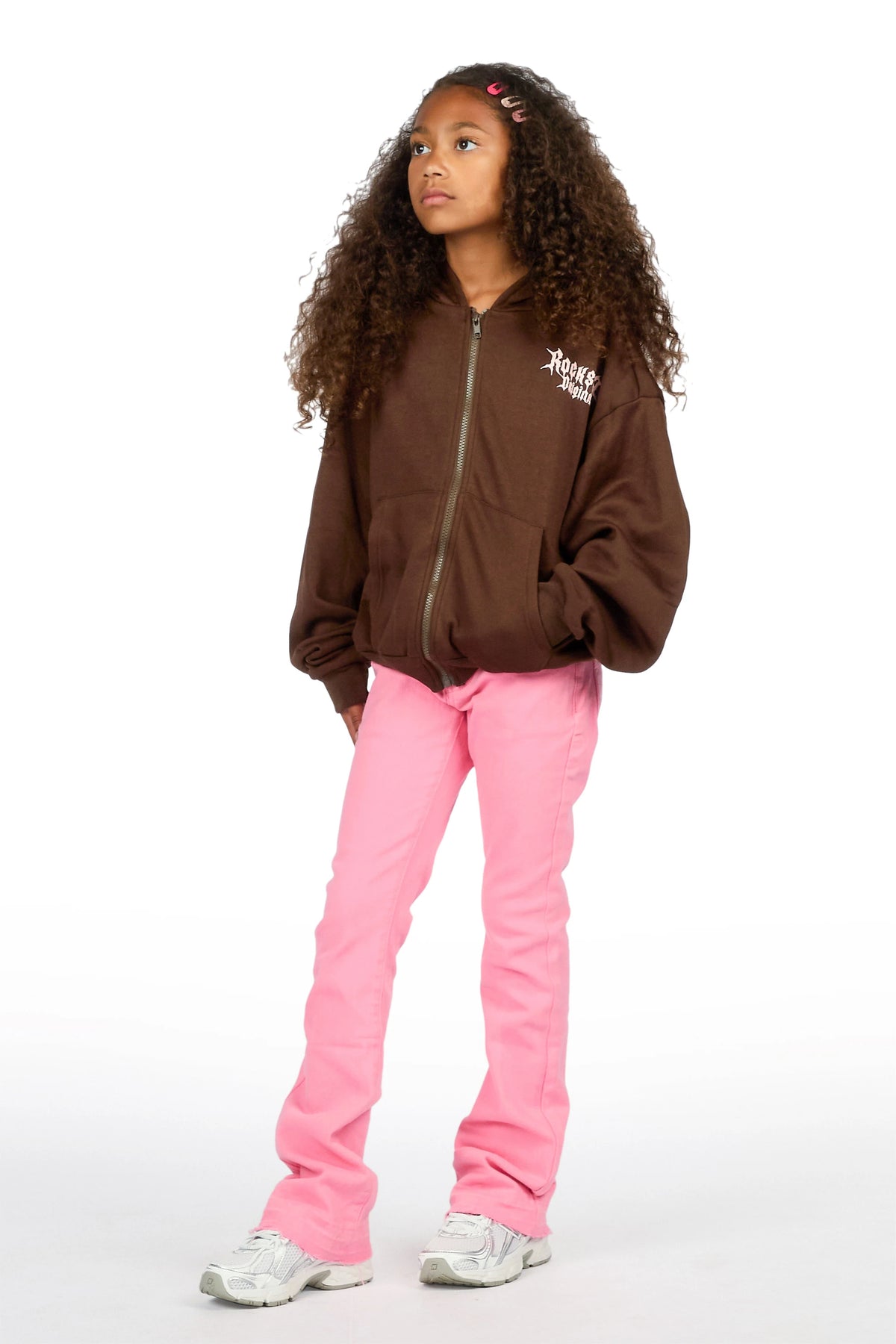 Girls Daga Pink Stacked Flare Jean