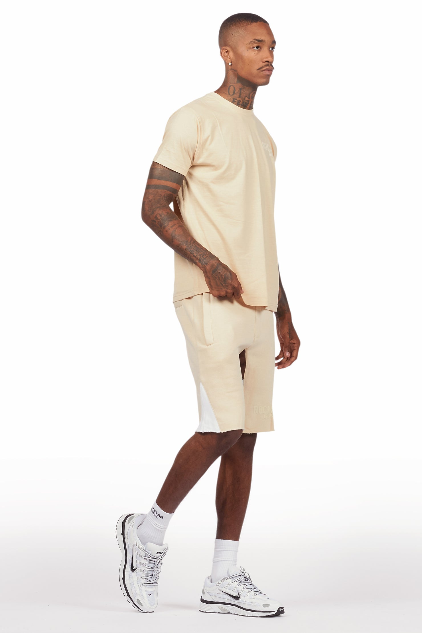 Sana Beige Relaxed T-Shirt/Short Set