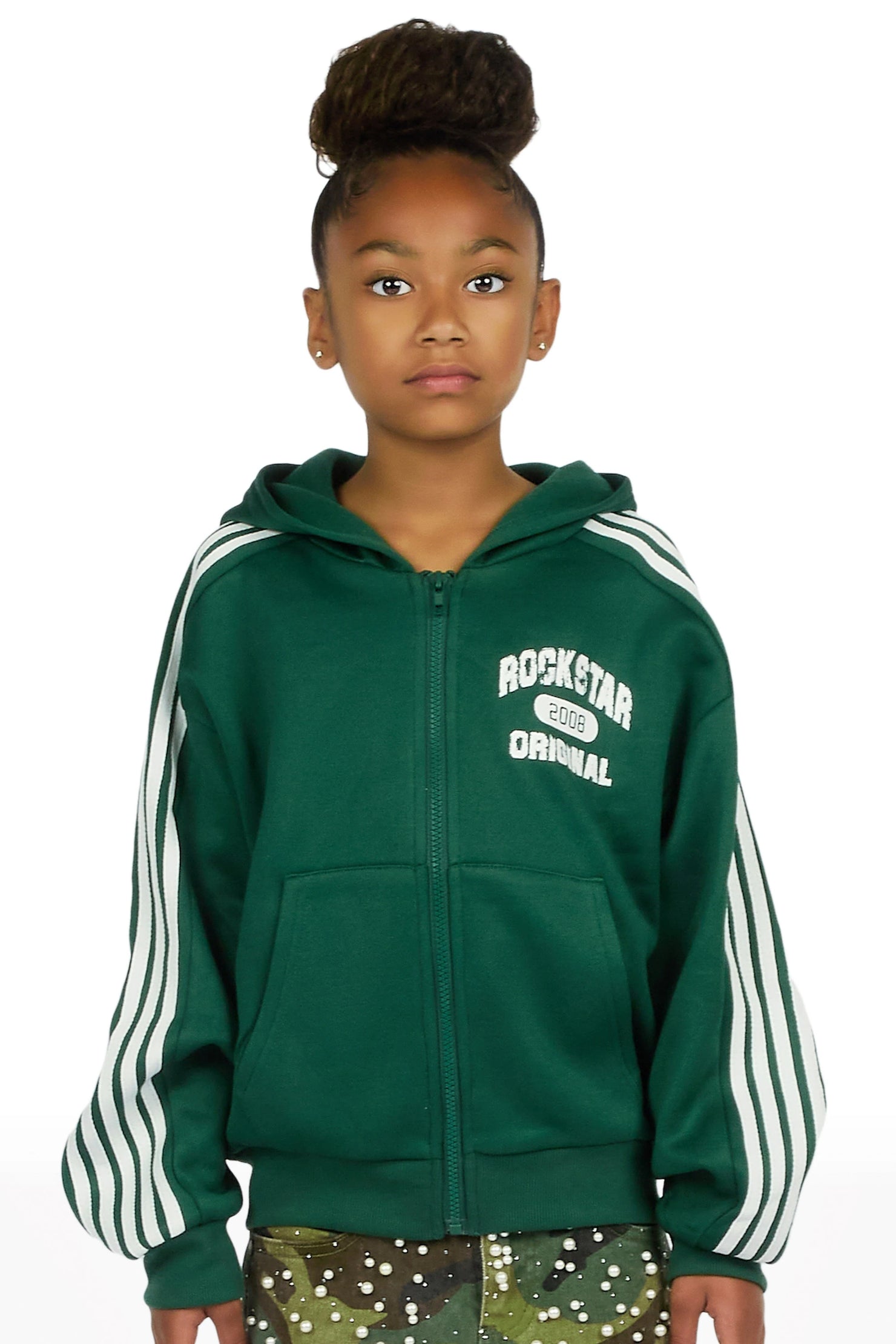 Girls Tyllaia Green Zip Up Hoodie
