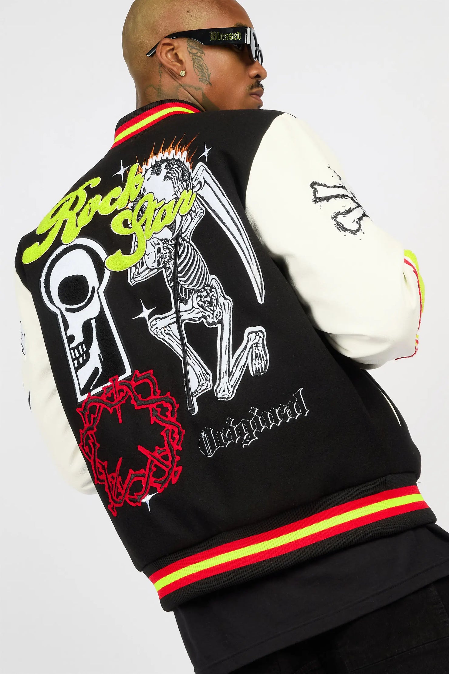 Naizeah Black/Ivory Varsity Jacket