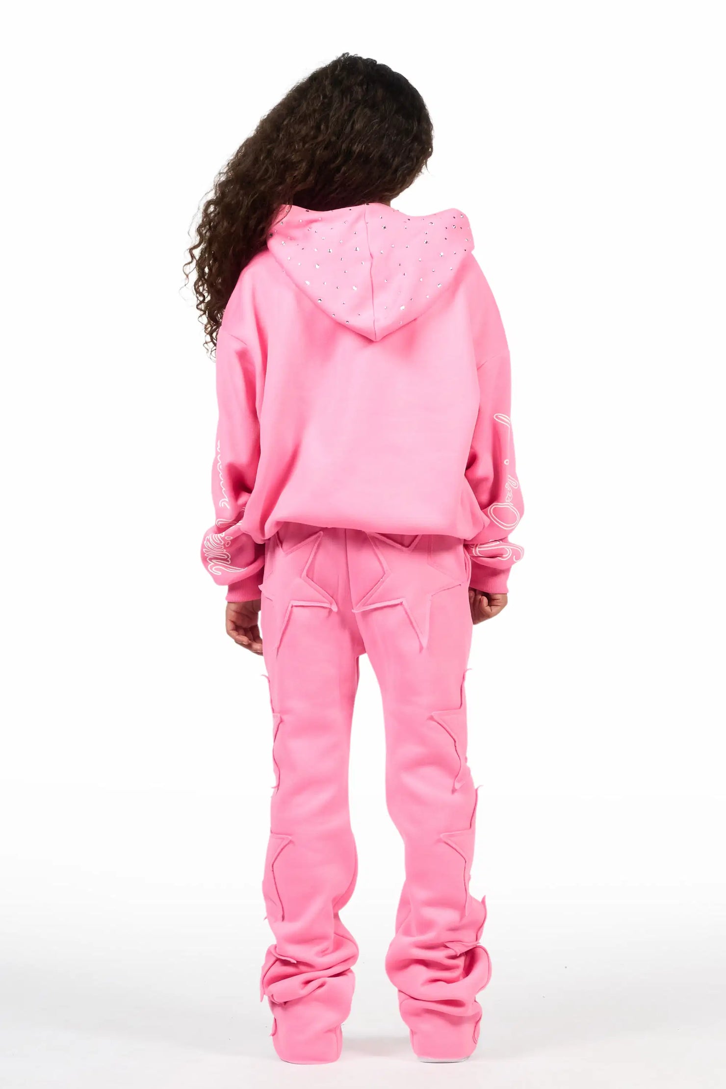 Girls Sinayah Pink Stacked Track Pant