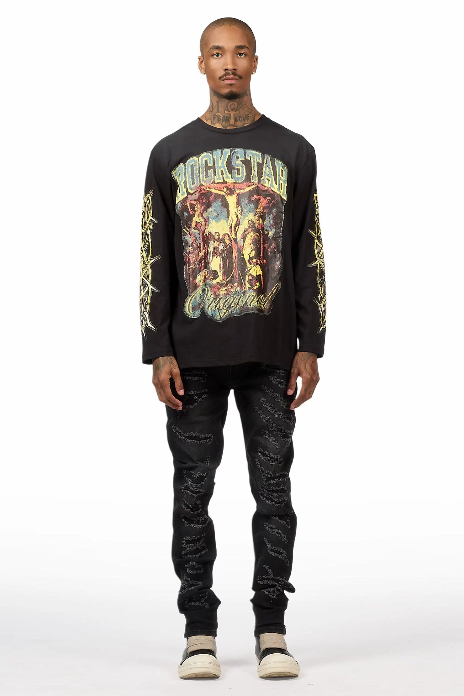 Waller Black Long Sleeve & Jeremiah Black Wash Skinny Fit Jean Bundle