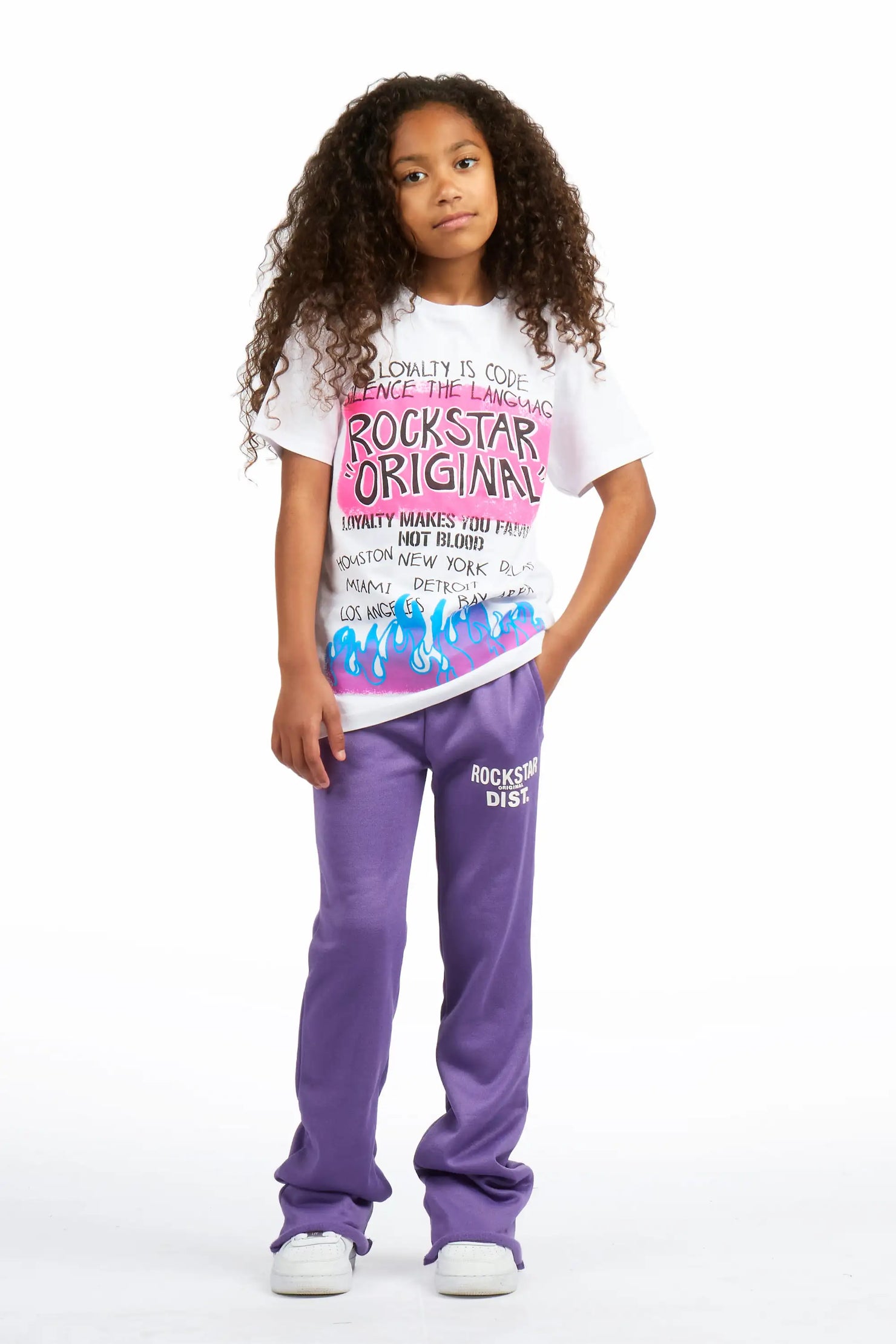 Girls Juliana Purple Stacked Flare Pant