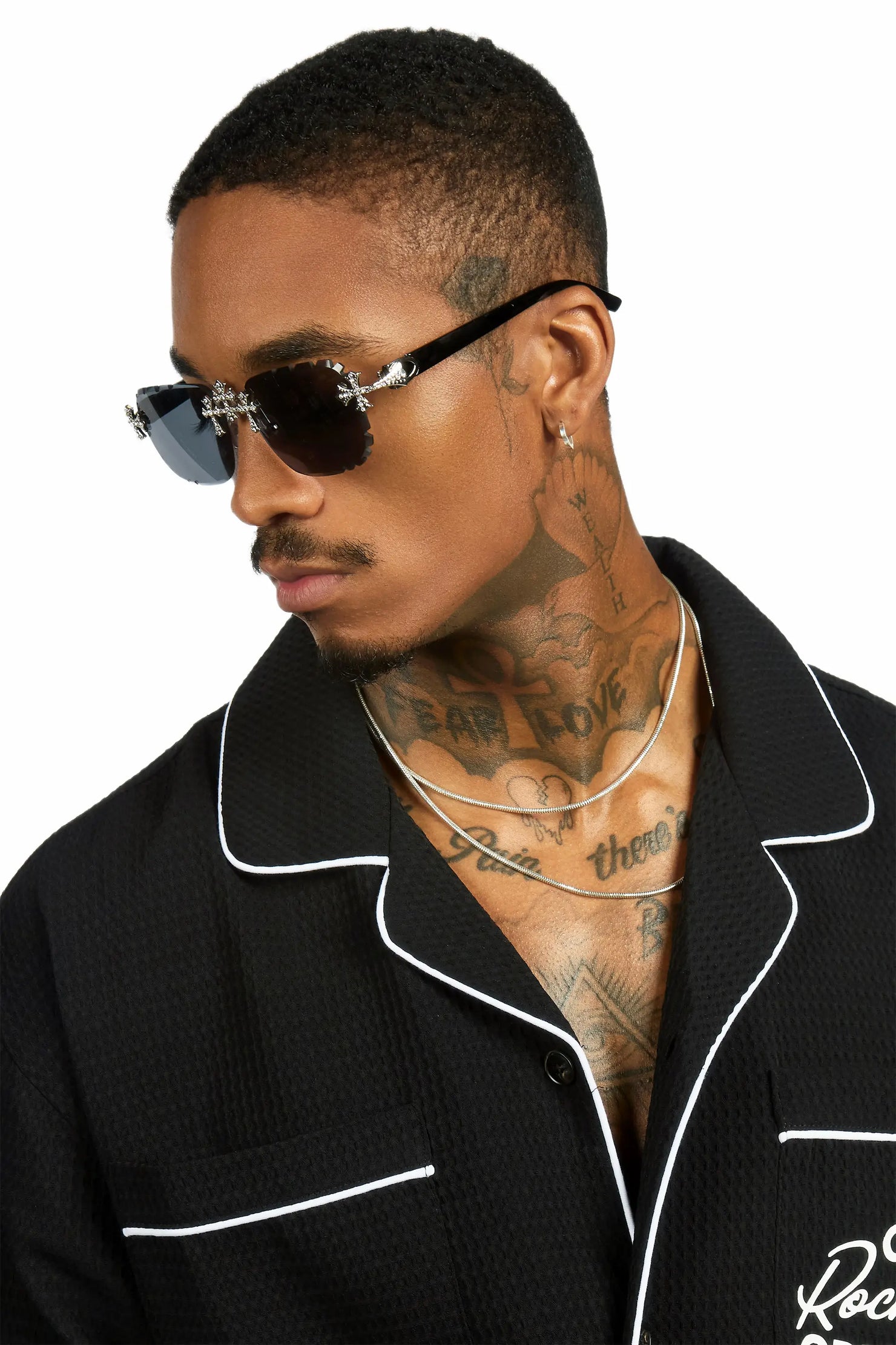 Jerz Black/Silver Square Rectangle Sunglass
