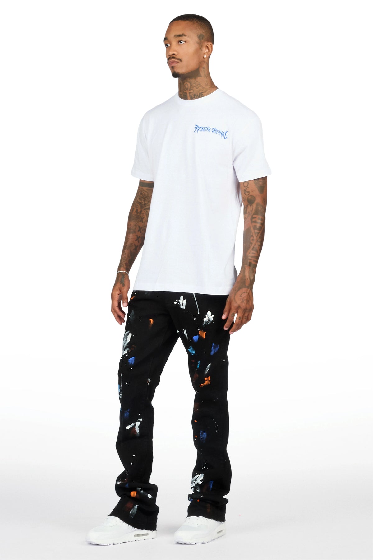 Canus Black Painter Stacked Flare Jean
